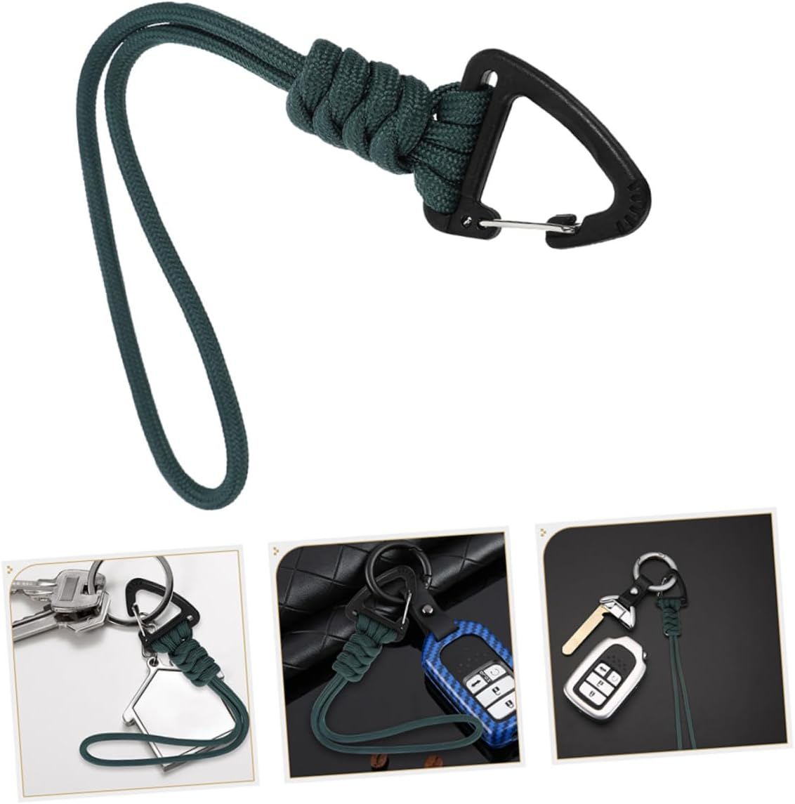 VINTORKY Braided Keychain Lanyard with Carabiner Durable Wrist Lanyard for Keys Wallets and Phones for Outdoor Use Sharp Design King Dark Green image number 5