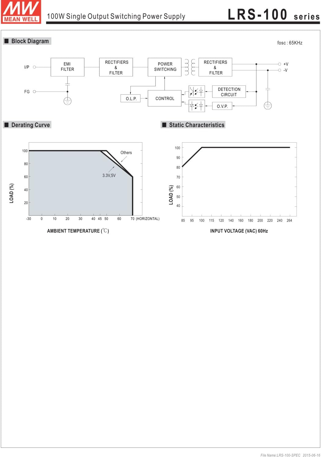 Mean Well LRS-100-5 AC Power Supply Block, Closed 18A 90W 5V/DC image number 3