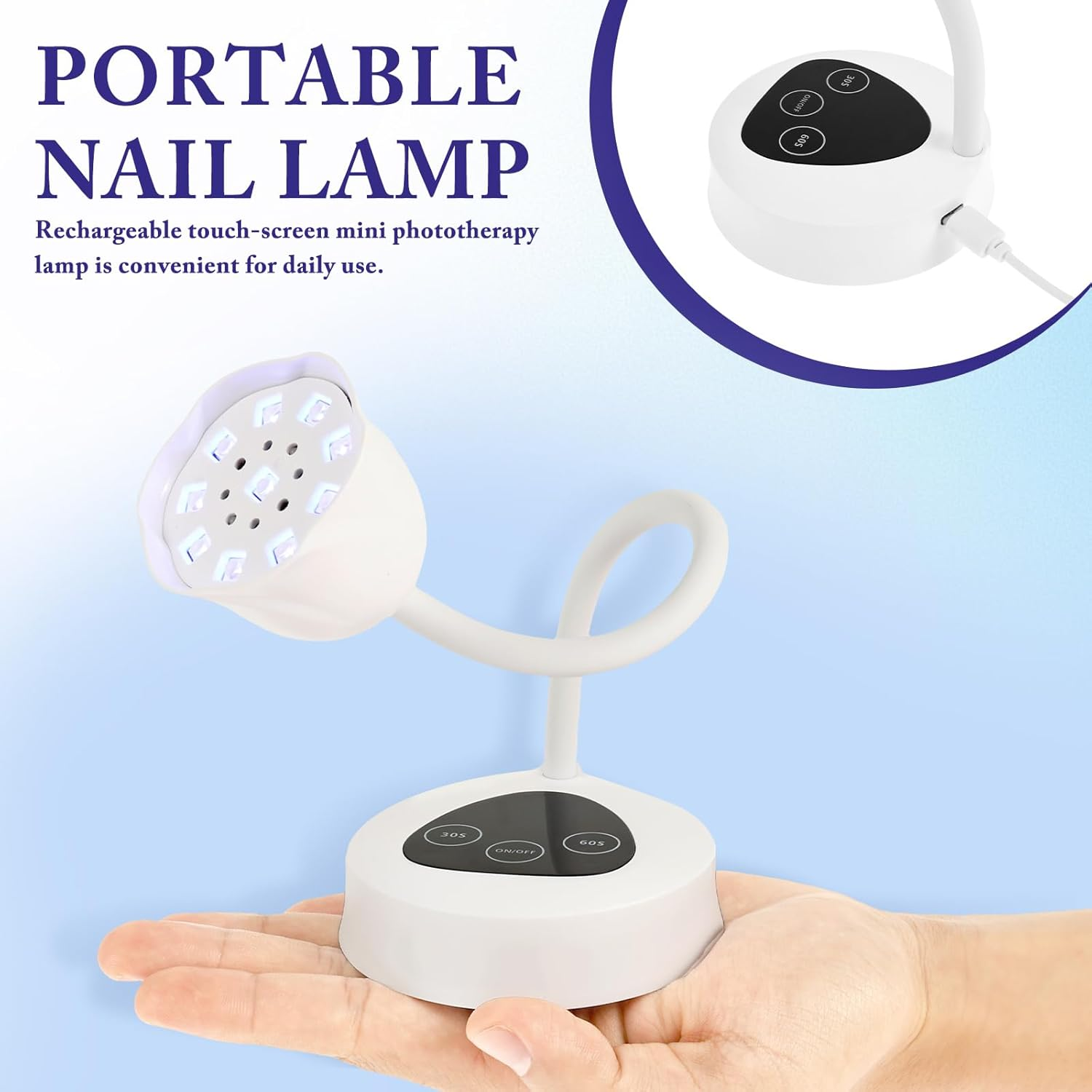 Gel Nail Lamp with 360&deg; Adjustable Hose Arm, Auto Sensor Gooseneck, DIY Nail Tip Lamp, Portable Mini Light for Home DIY Manicure image number 4