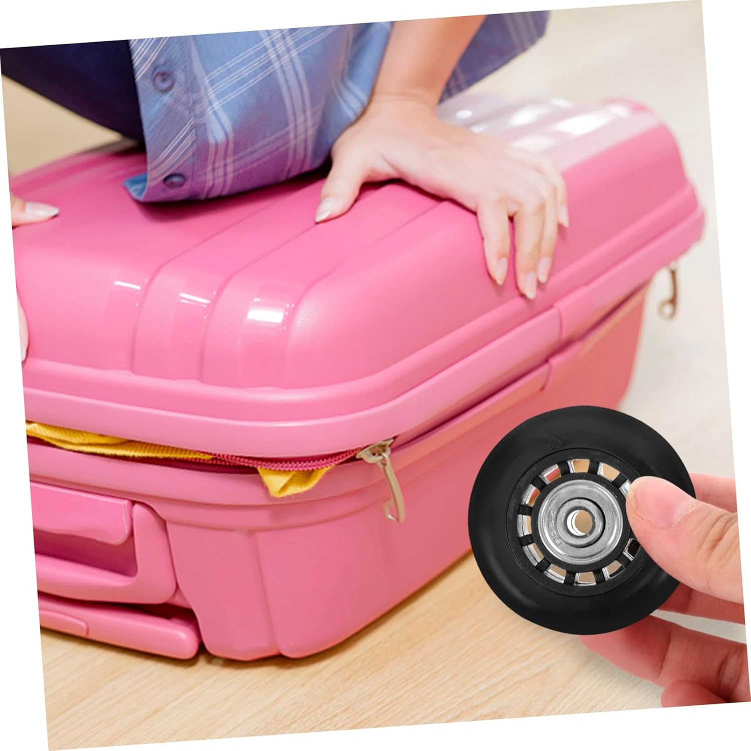 FUNOMOCYA 2Pcs Black Luggage Replacement Wheels 60X23Mm Metal Bearing, Universal Swivel Caster Wheels for Suitcase and Travel Bag Repair image number 6