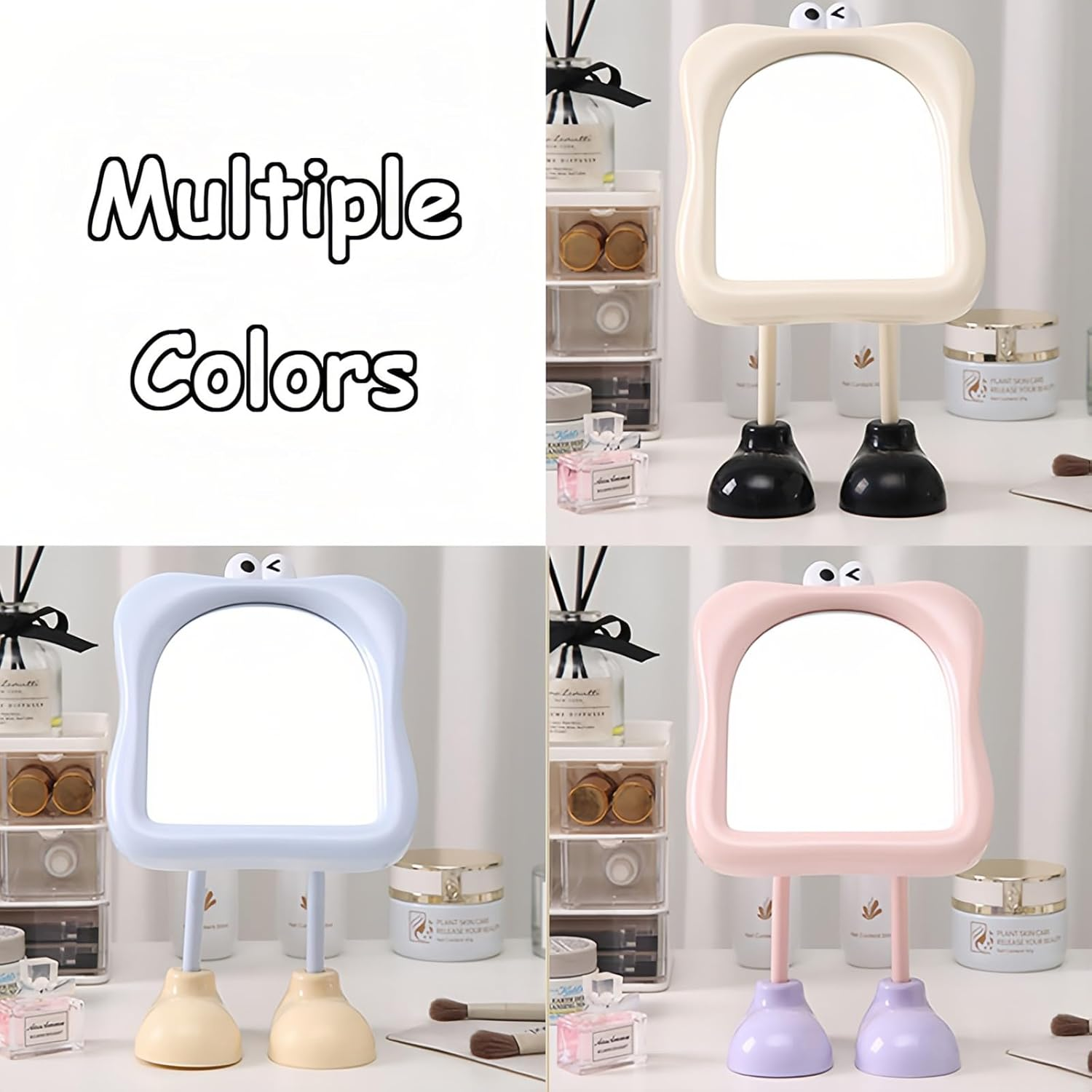 Taoluwin Makeup Mirror, Cute Adjustable Tabletop Vanity Mirror with HD Glass, Sturdy Base, Portable Mirror for Bedroom, Dorm & Travel (Pink) - Beige image number 7