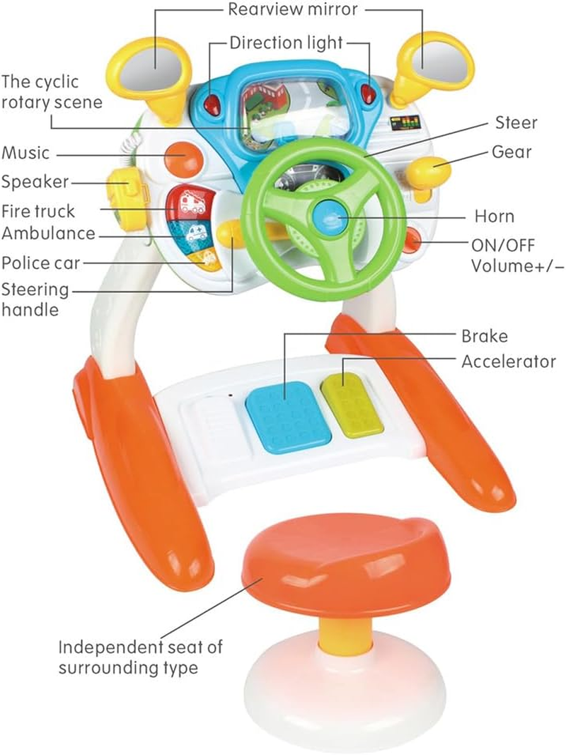 Lenoxx Gem Toys Baby Sensory Play Interactive Driving Toy Simulation - Stimulating Steering Wheel for Cognitive Development and Imaginative Exploration image number 5