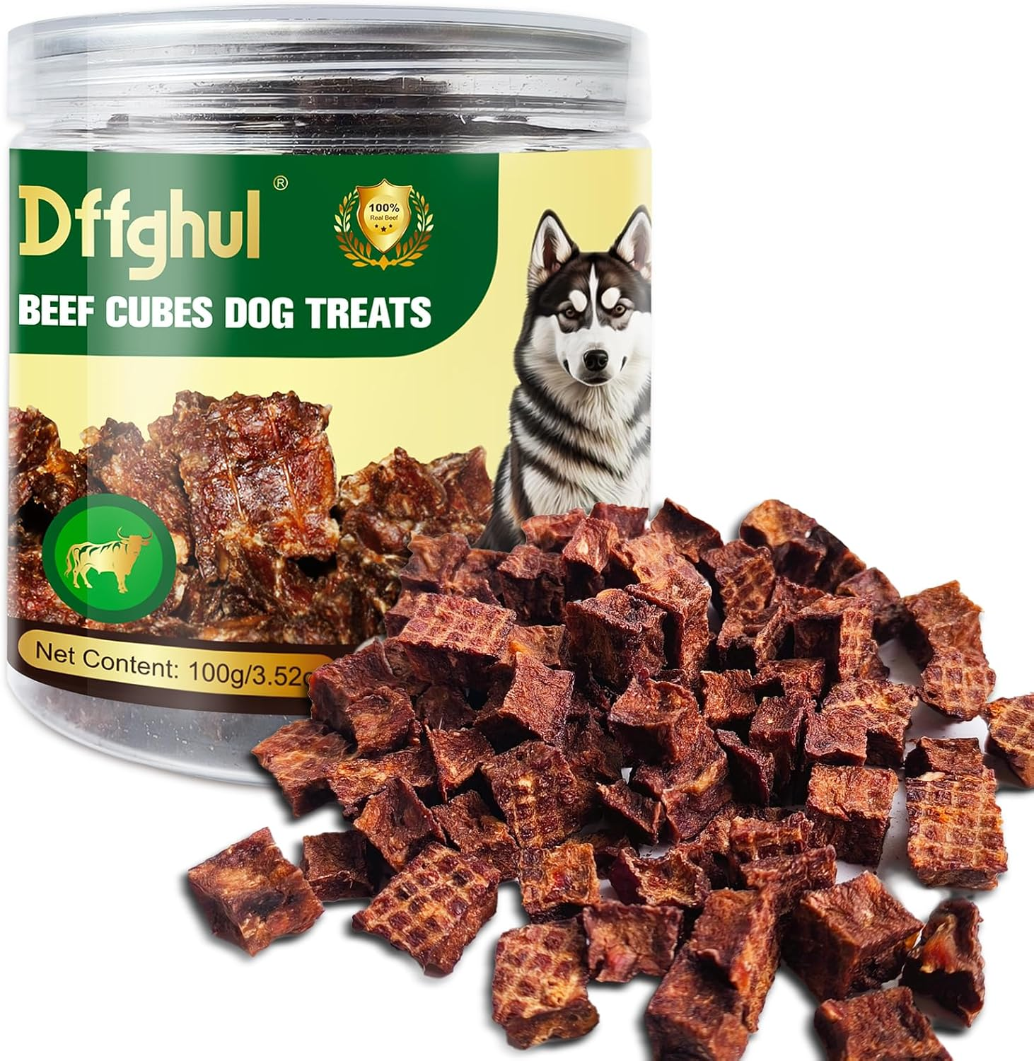 Dog Beef Treats, Rawhide Free Grain Free Dog Snack Chewy Beef Cubes for Dogs Natural Low Fat Dog Training Rewards-100G(3.53Oz) image number 5