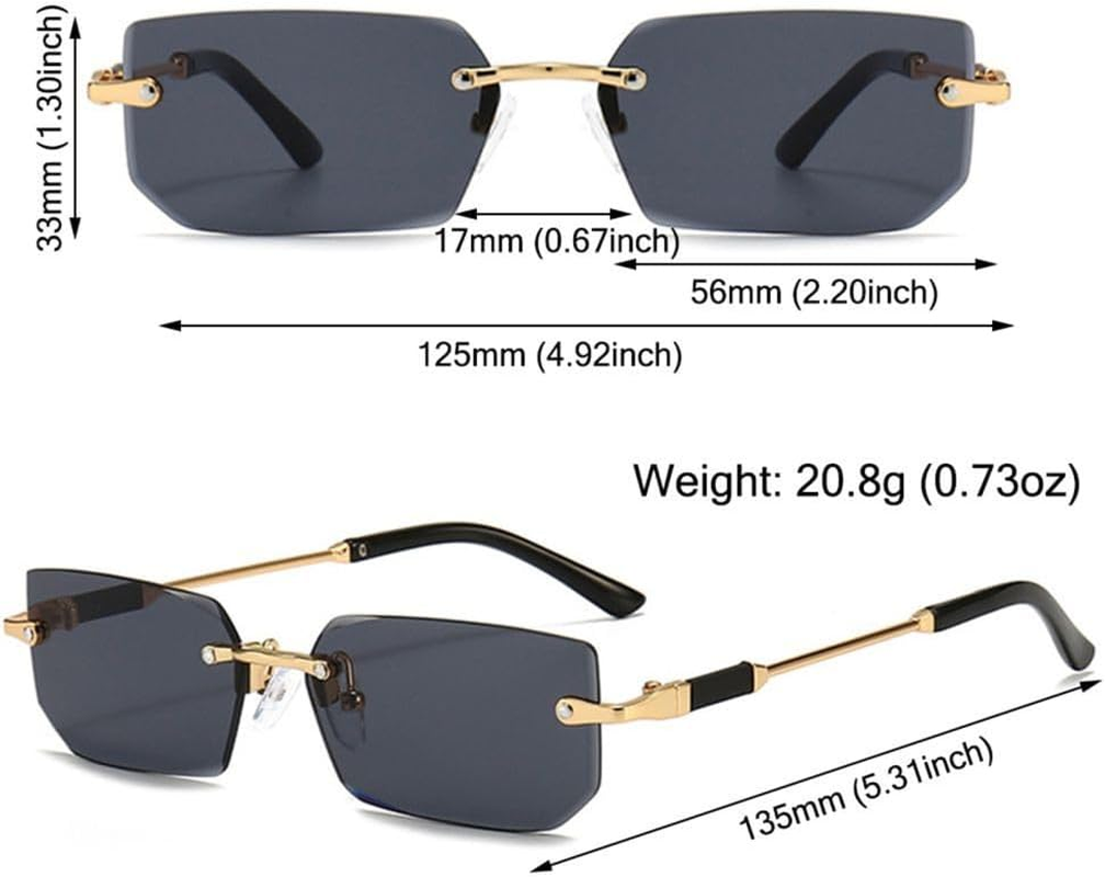 Rimless Sunglasses for Women Men Frameless Sun Glasses Shades UV400 Eyewear - Clear image number 6