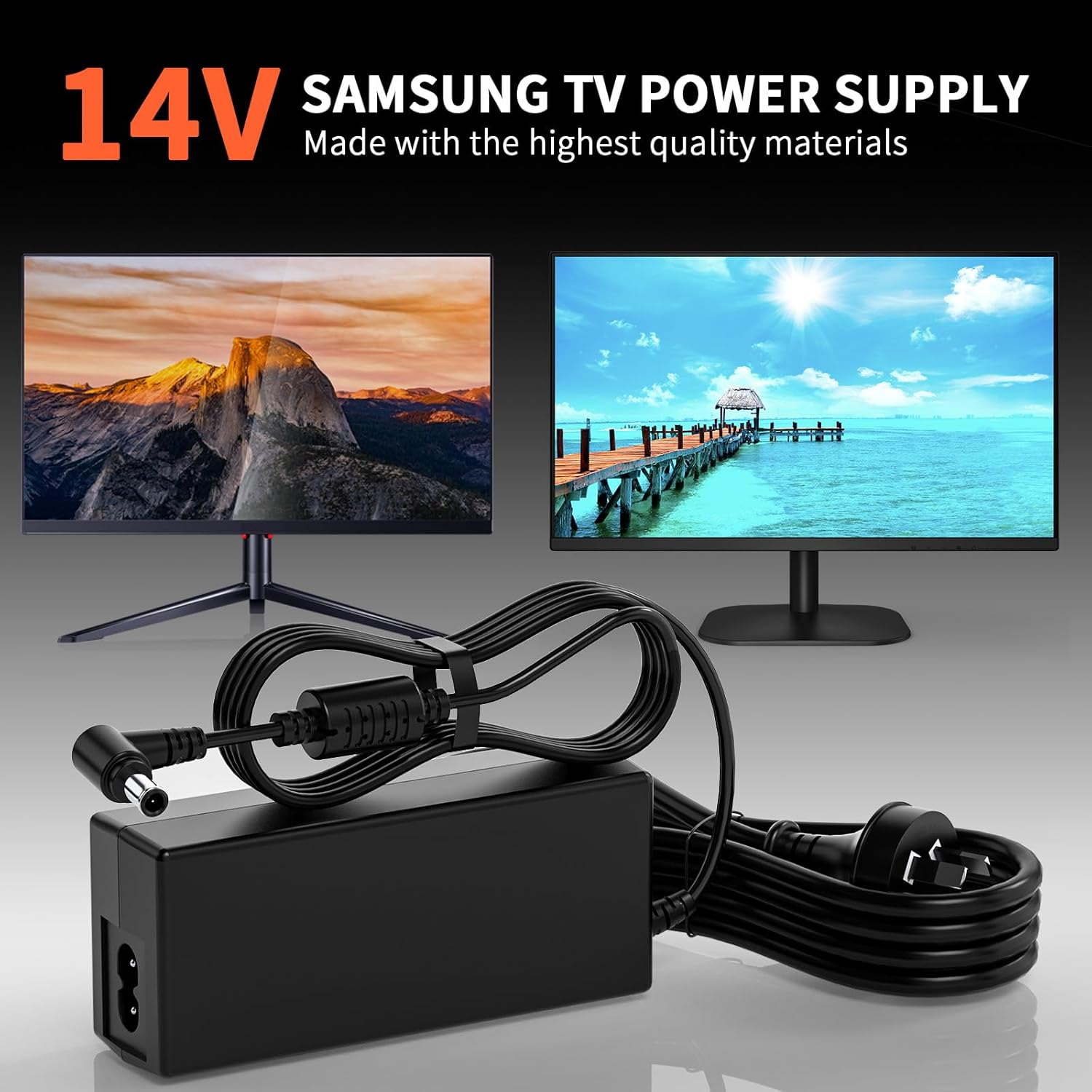 14V AC Power Supply Adapter for Samsung Monitor U28E590D S22D300HY S27D390H S27D390H S24D390HL S24B150BL S22C300H SAD04914F S24D300 Syncmaster LCD/TFT 770 760V 1501MP TV Charger Power Cord image number 4