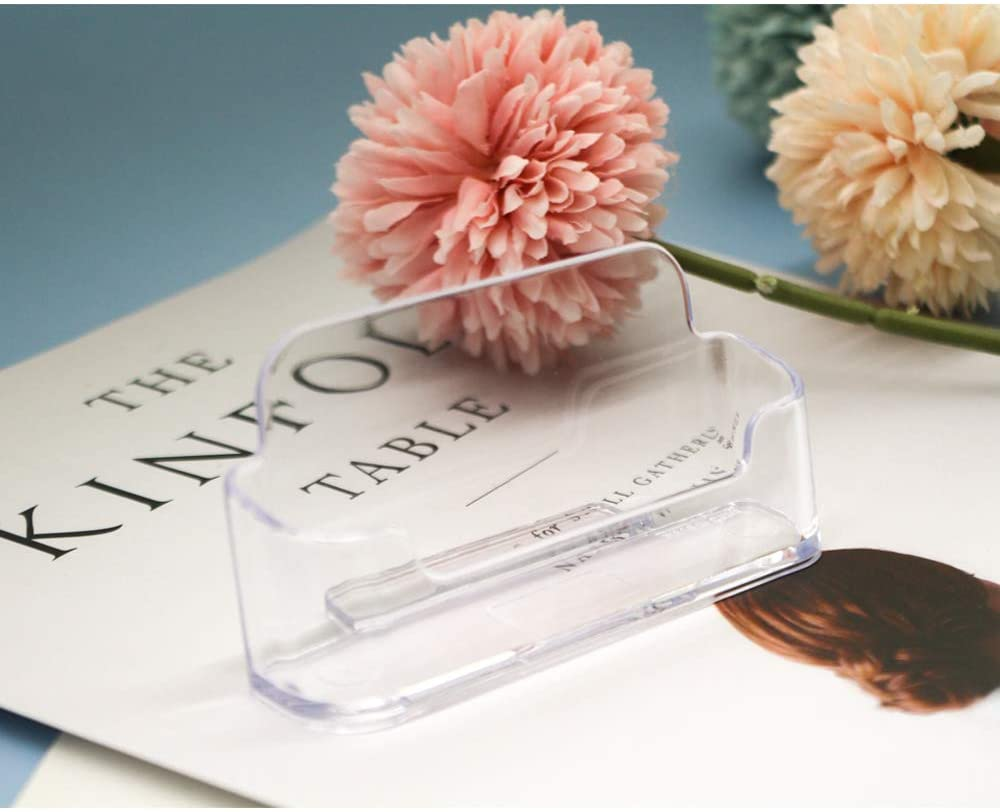 16 Pack Clear Desktop Business Card Holder Display, Plastic Business Card Stand for Office image number 6