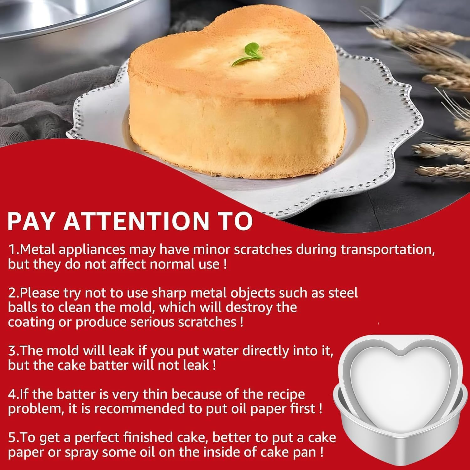 PENGQIMM 2Pcs Heart Shaped Cake Tin,10 Inch Heart Shape Cake Pans Cake Baking Tray Cheesecake Molds Love Cake Moulds Reusable Nonstick for Baking, Bakeware Wedding Birthday Christmas Party image number 2