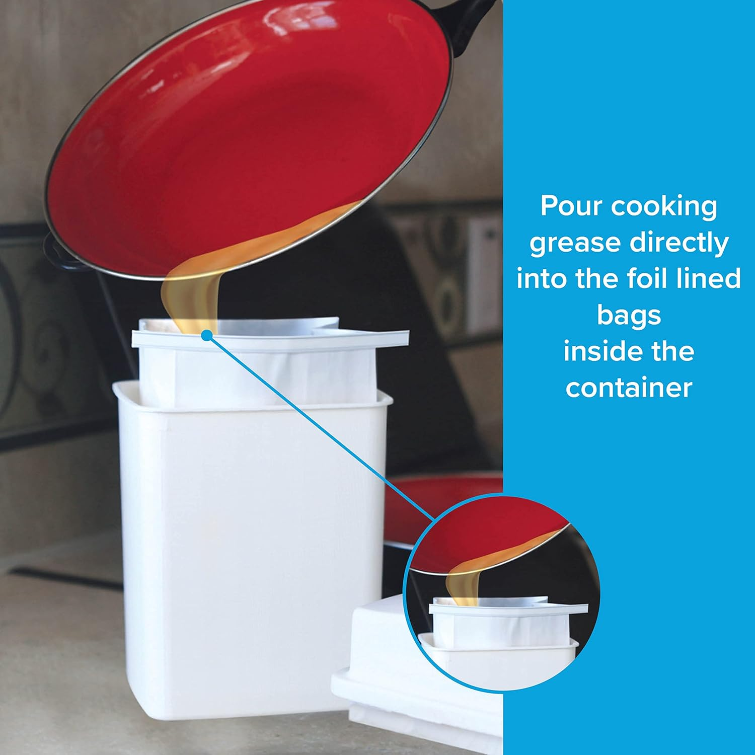 Camco Cooking Grease Storage Bin | Help Stop RV and Marine Kitchen Drains from Getting Clogged | Foil Liners Hold Liquid up to 200-Degrees Fahrenheit (42281) image number 2