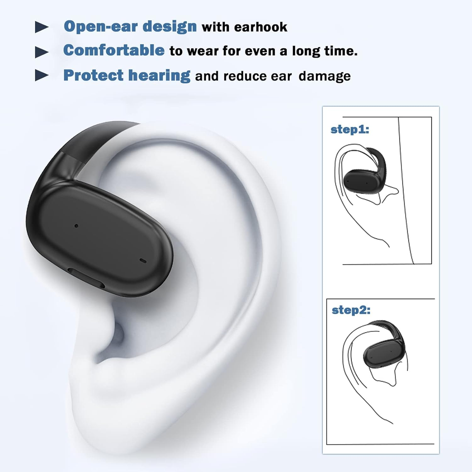 Xmenha-Zxy-Wmy-Yj76-Schwarz Bone Conduction Wireless Open Ear Headphones Bluetooth Single Earbud Black