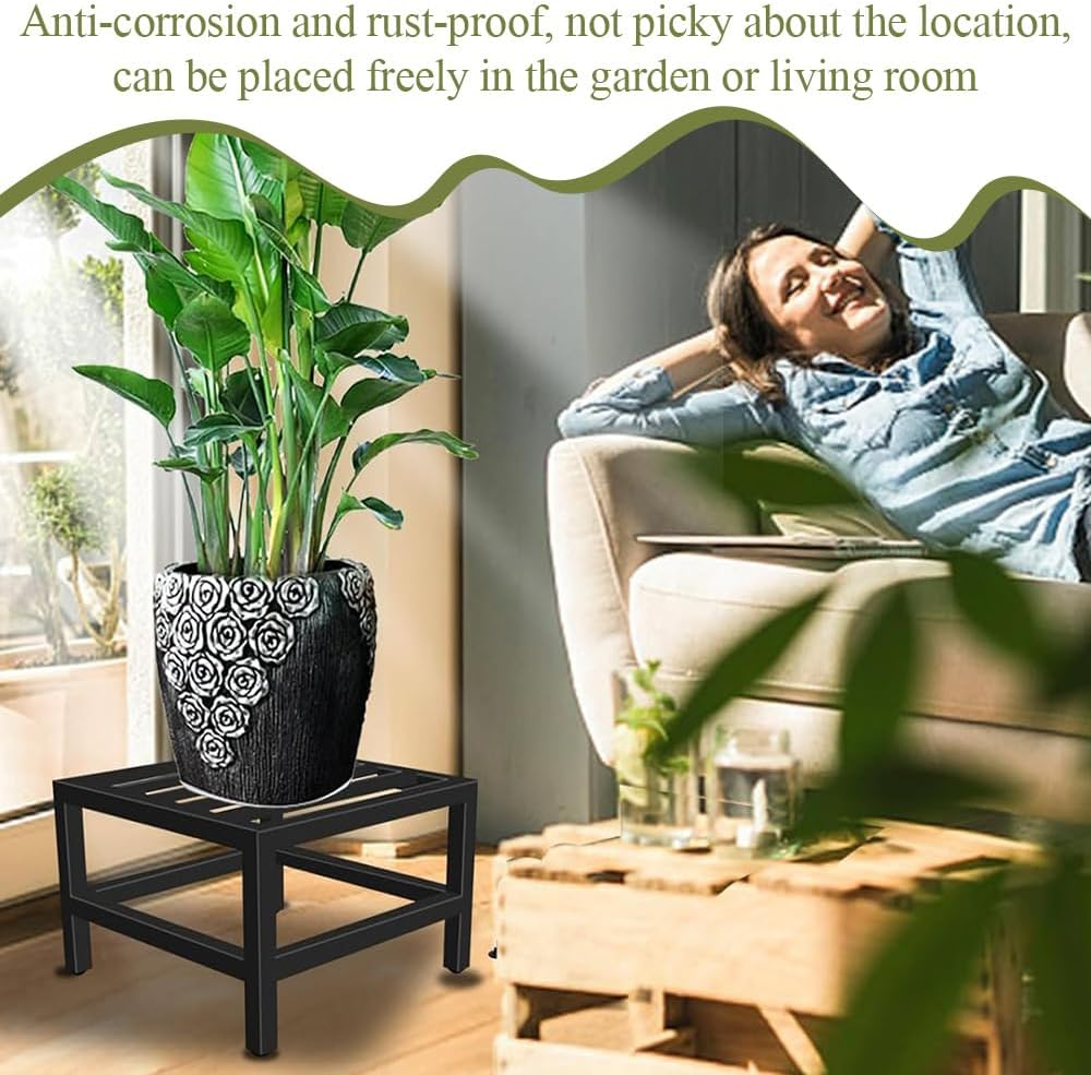 2 Pack Plant Stand,Metal Pedestal Stand,Flower Plant Stool,Iron Flower Stand Display Planter Shelf,For Indoor Plants,Home,Livingroom,Bedroom,Sturdy,Black