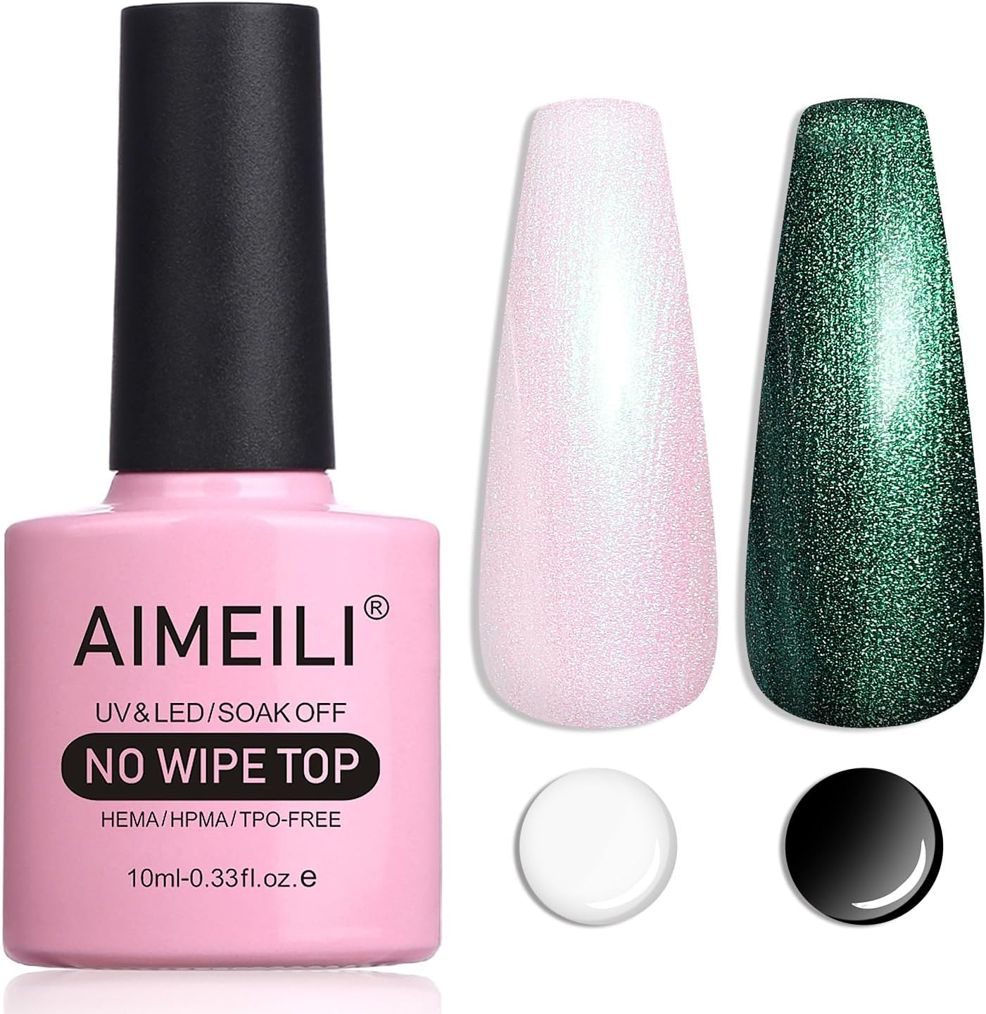 AIMEILI Pearl Top Coat Gel Nail Polish, Shimmer Mermaid Nail Gel Soak off U V Gel Polish 10Ml 03 - Em26345_Bkt003 image number 2
