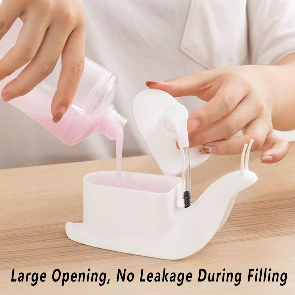 AIMALL Cartoon Snail-Shape Dispenser for Lotion, Hand Soap, Shampoo &ndash; Decorative Bathroom Accessory with Press Pump &ndash; 6.88X2.83X4.33 Inches image number 2