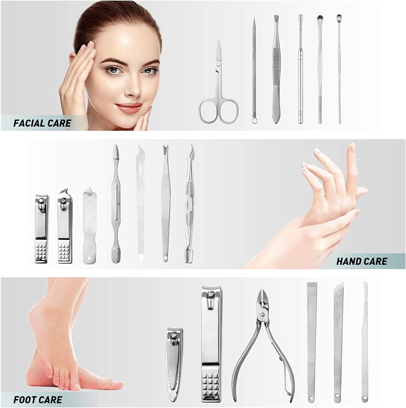 Sieeck Manicure Set,Pedicure Kit Nail Kit-19 in 1,Stainless Steel Manicure Kit,Professional Grooming Kits with Luxurious PU Leather Case for Women Men Friends Parents image number 6