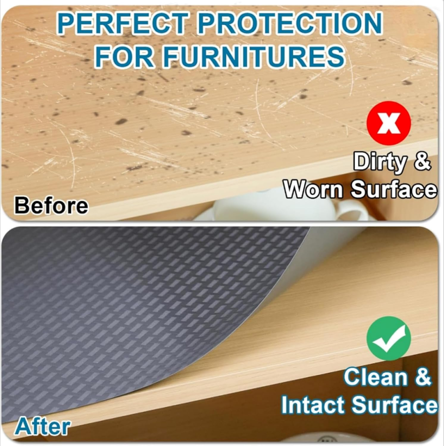 2Pack Drawer Liners， Shelf Liners for Kitchen Cabinets，Refrigerator Liners Waterproof & Oil-Proof Kitchen Cupboard Liner Plastic Drawer Mats EVA Material Non Adhesive Fridge Liner for Shelves (60*500)