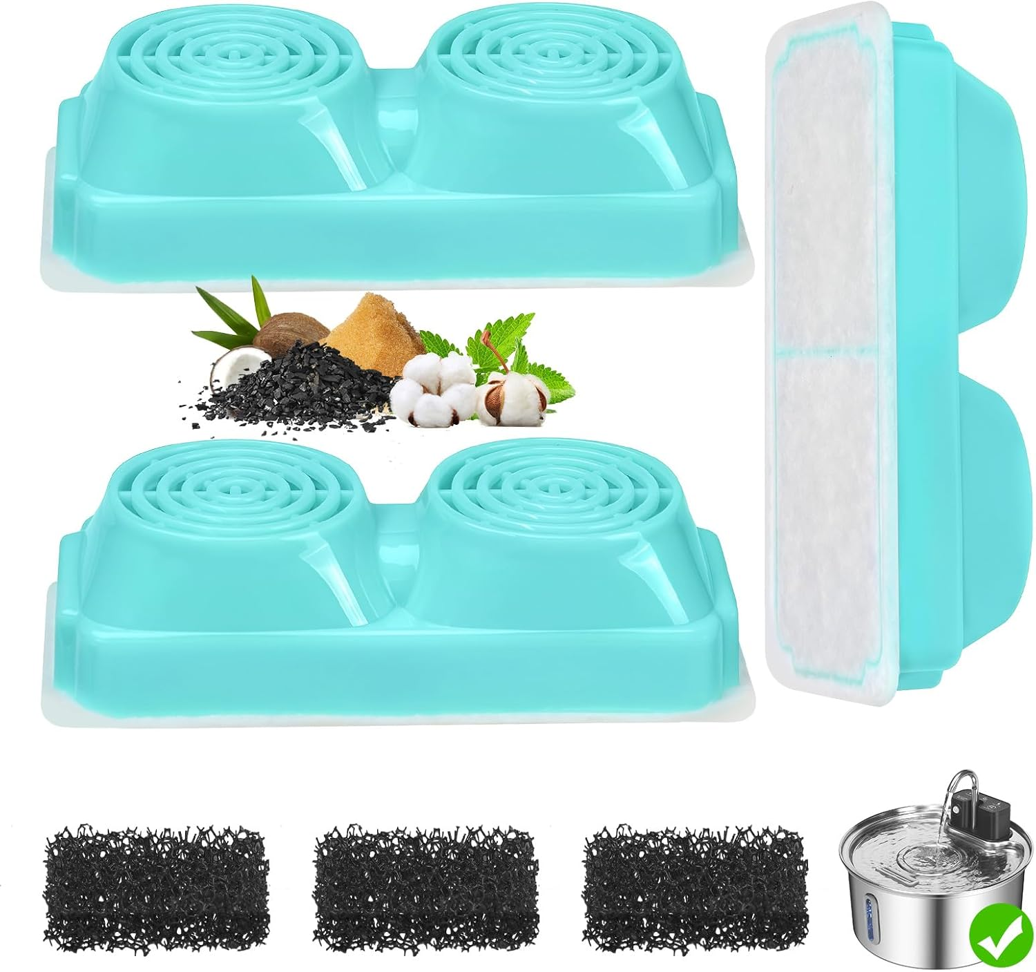 Sanklev 3 Pack Cat Water Fountain Filters for 3.2L Wireless Cat Water Fountain,Cordless Pet Fountain Replacement Filters image number 4