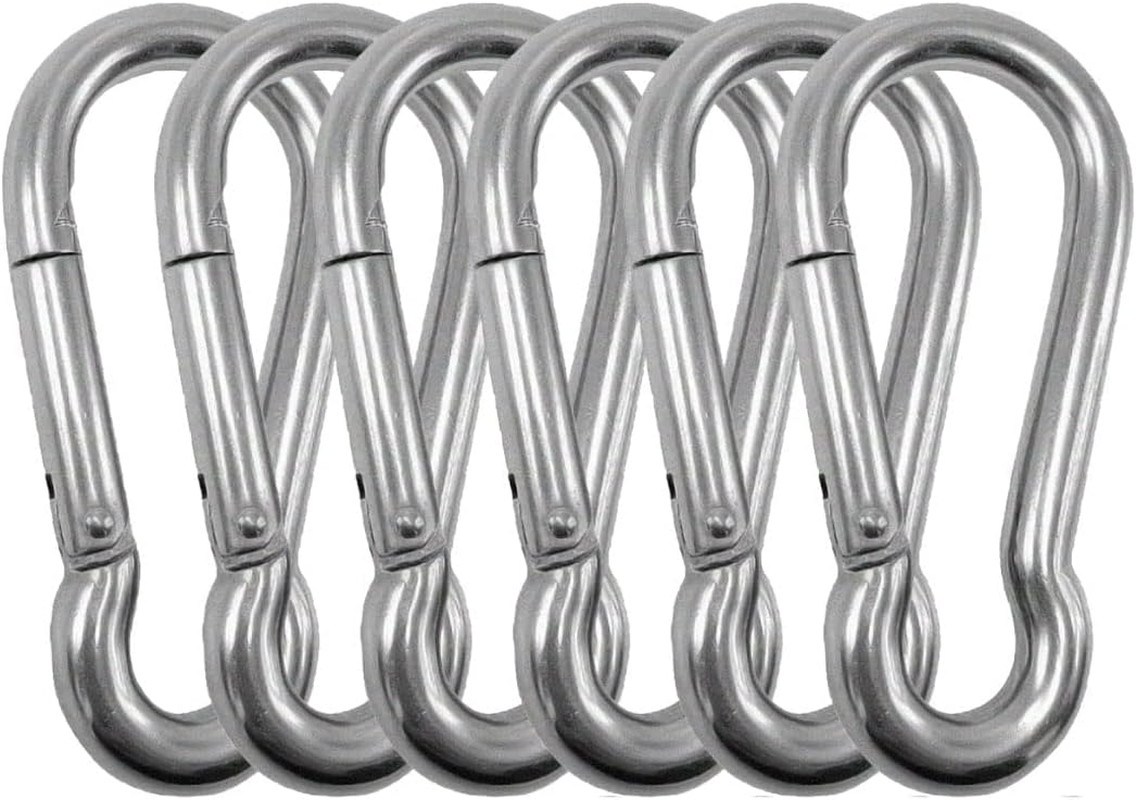 5 Pcs 4 Inch Carabiner Spring Snap Hook 304 Stainless Steel Heavy Duty Carabiner Clip image number 6