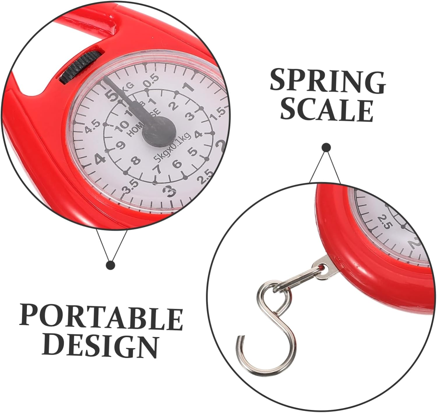 TOPPERFUN Mini Portable Mechanical Spring Scale Hanging Handheld Luggage Scale Hook Small Red Travel Weighing for Fishing and Lightweight Items