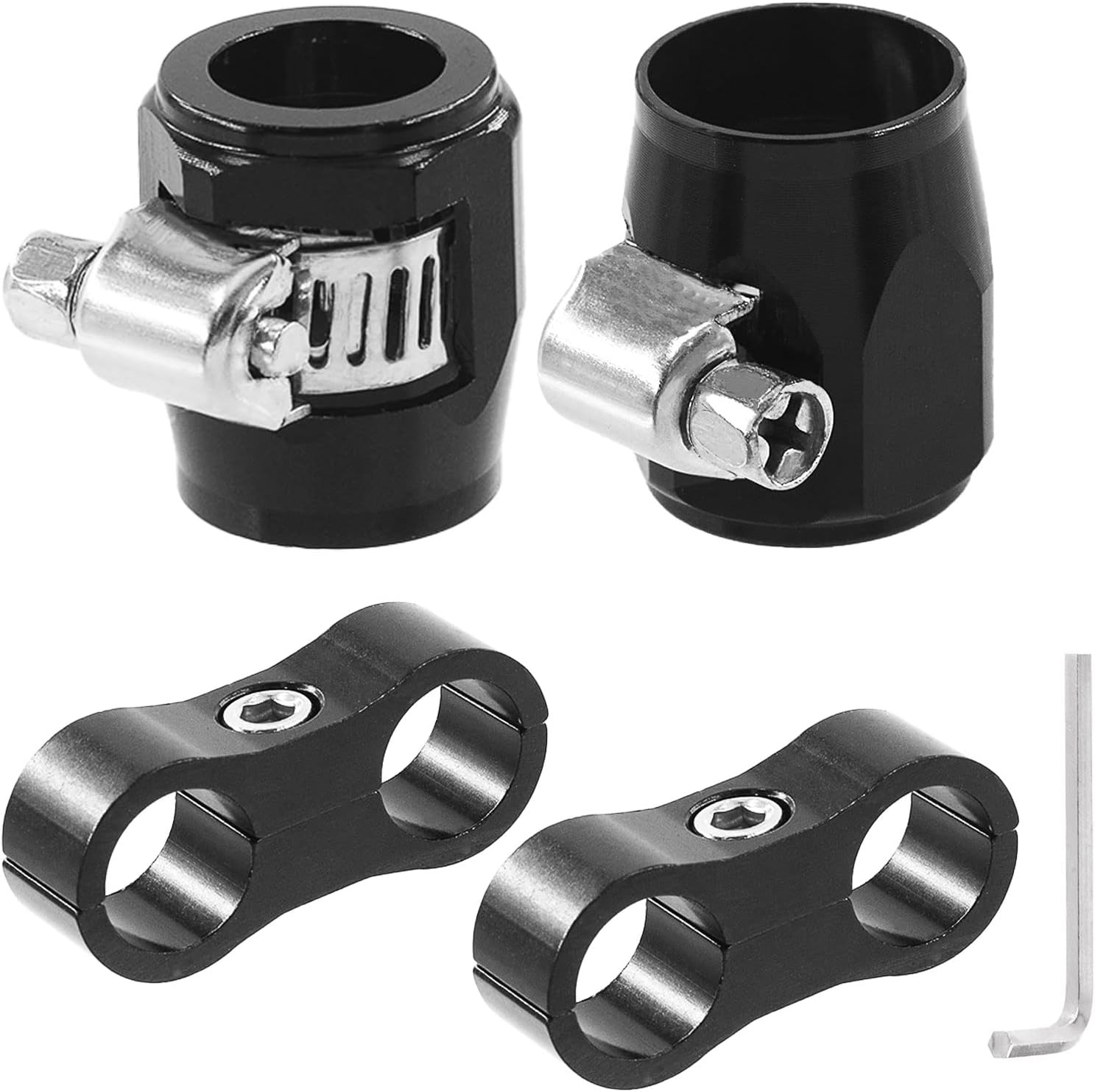 Swpeet 5Pcs 10AN Rubber Hose Connector with Pipe Clamps and Hose Separator Clamp Assortment Kit, Including Wrench and Hose Finisher with Screw Band Clamp Fuel Line Hose Fitting Adapter for 5/8 Hose image number 6