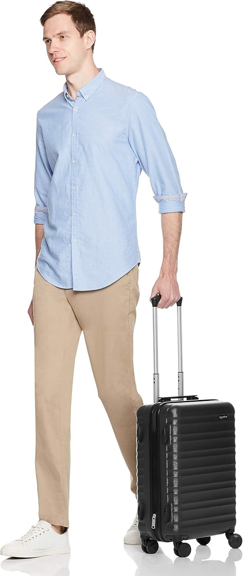 Amazon Basics Premium Hardside Spinner Luggage with Built-In TSA Lock, Carry on 55Cm, Black