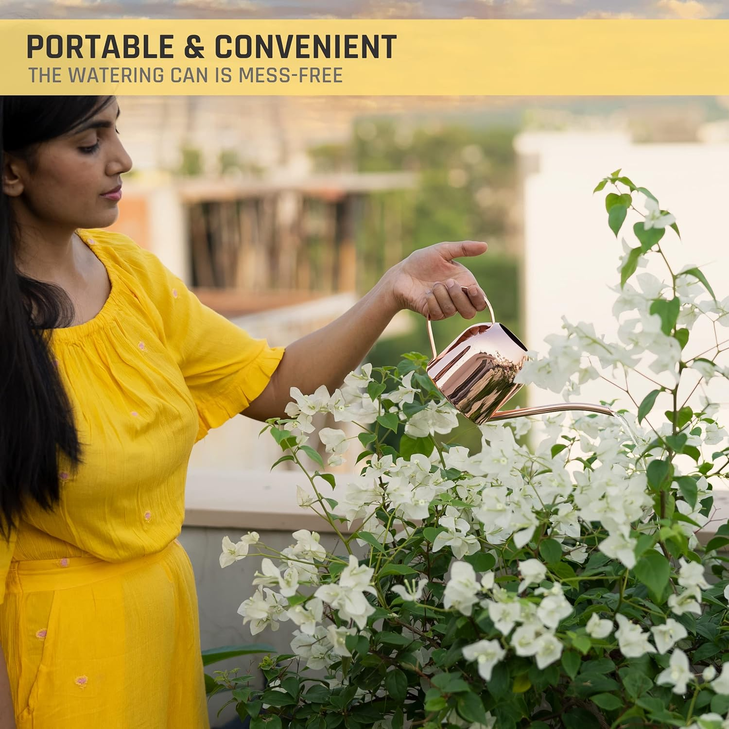 Indoor Watering Can Set - Bonus Mister Spray and Houseplants Book - 16 Oz Gold Long Spout Watering Can Set for Indoor Plants - Small Vintage Watering Can for Outdoor Plants - Modern Watering Can - Rose Gold image number 2