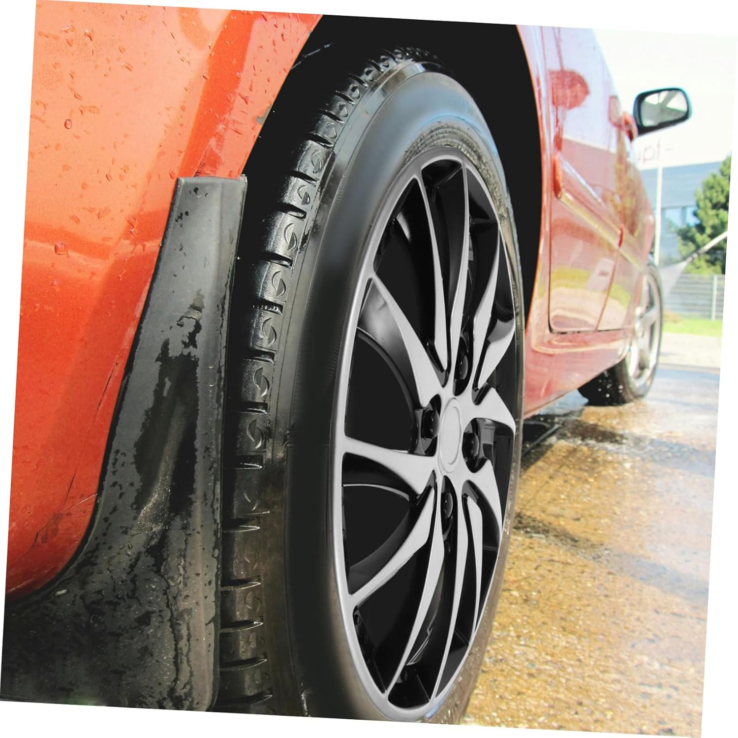 Kichvoe Universal 14-Inch Abs Wheel Hub Caps Silver Black Car Wheel Hubcap Replacement for Cars Suvs Trucks Automotive Center Caps Accessories image number 2