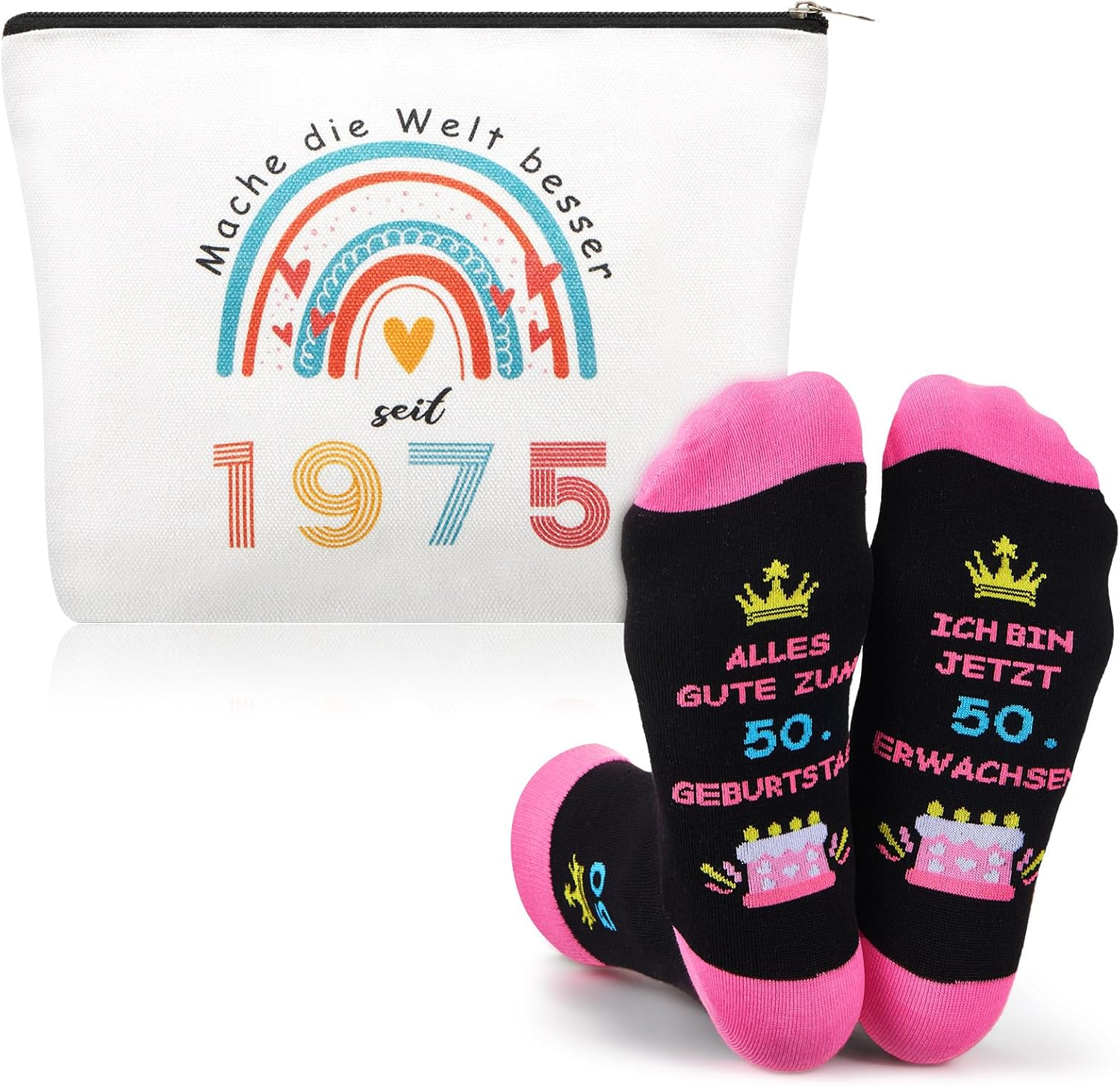 Xuniea Funny Birthday Gifts for Women Including Cosmetic Bag and Birthday Socks Makeup Bag and Stockings Women image number 2