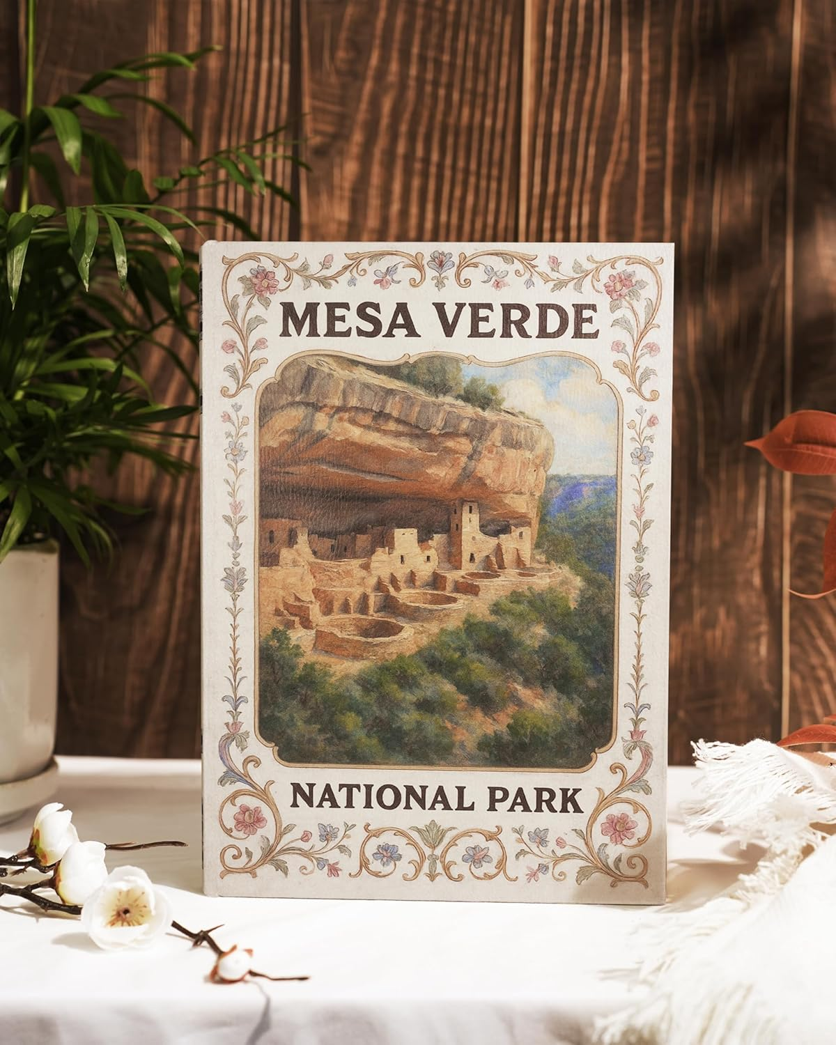 Decorative Wooden Book Box - Vintage Faux Book Boxes with National Park Design, Secret Storage with Magnetic Closure, Leather Cover, Perfect for Home Office Bookshelf (1 X Mesa Verde) image number 5