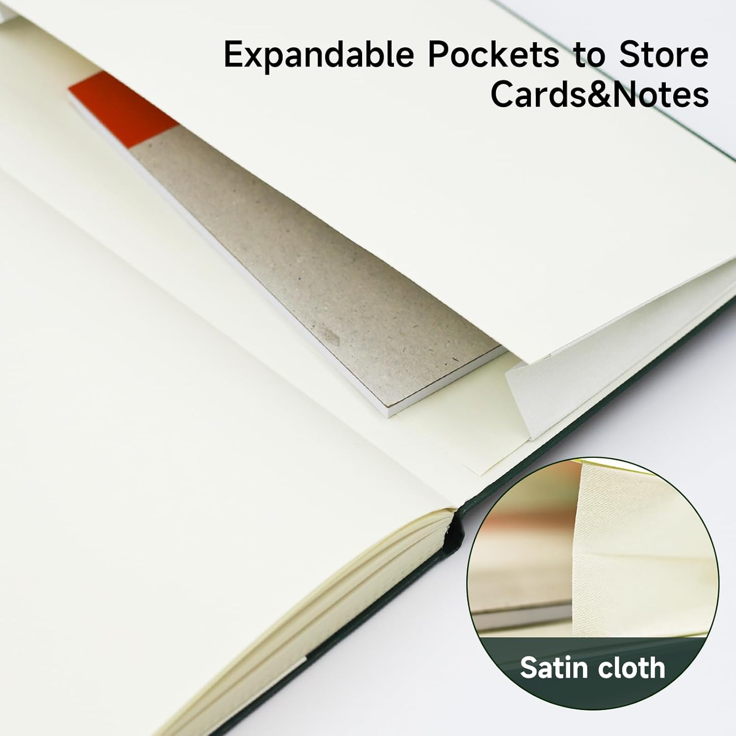 TUNJILOOL A6 Leather Journal Notebook - 2Pack Dotted/Grid/Blank Pages, 100GSM Thick Paper, Water-Resistant Cover, Elastic Closure & Inner Pocket (Black) image number 5