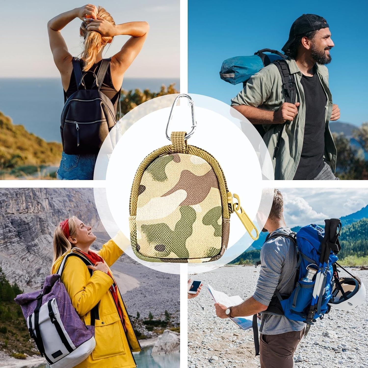 Mini Backpack Purse Small Zipper Purse | Fashion Keychain, Car Key Holder, Headphones, Cash, Cards, Great for Women and Men, Travel, School, Outdoor Activities, Sende, Camouflage, Consulte La image number 6