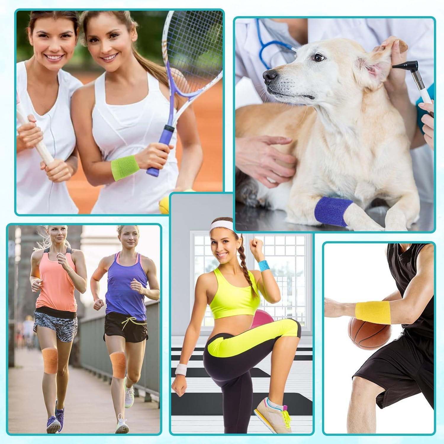 12 Pack Self Adhesive Bandage Wrap, Cohesive Wrap Bandages, Breathable Elastic Cohesive Bandage Wrap, Sports Tape for Wrist Ankle Swelling(Each 5 * 450Cm, 12 Color Random) image number 6