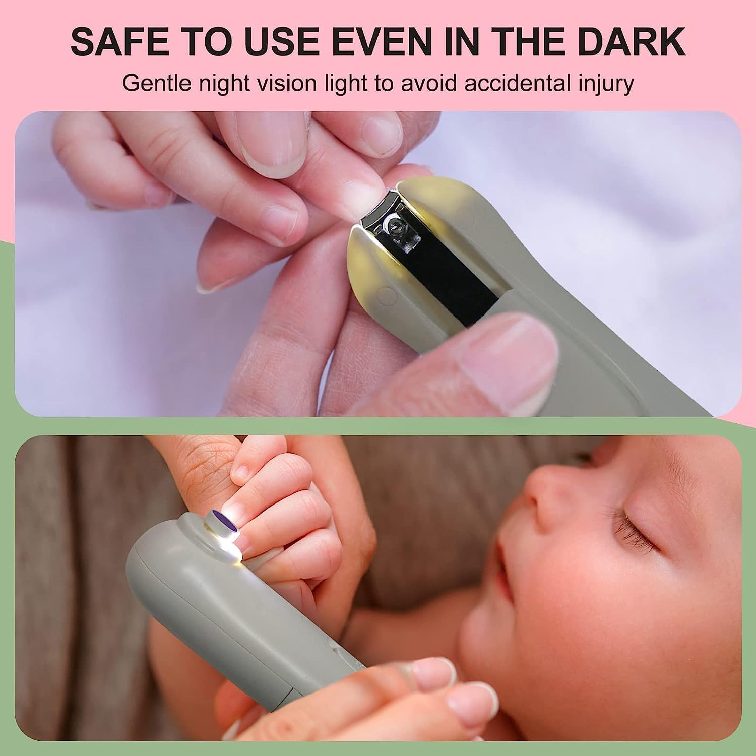 Baby Nail File Electric Nail Trimmer, 2 In1 Rechargeable Baby Nail Clipper Baby Nail File Set with LED Light & 6 Grinding Heads, Care Trim Polish Toes and Fingernail Grooming Manicure Kit for Newborn, Toddler, Kids, Infant (White - 2) image number 4