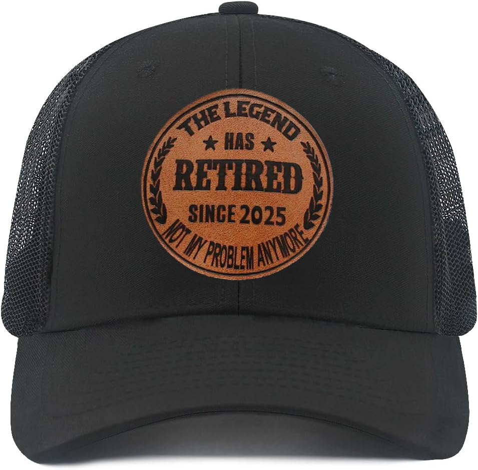 Eachnice the Legend Has Retired since 2025 Leather Patch Hat Adjustable Baseball Caps Trucker Hats Retirement Gifts Men Women