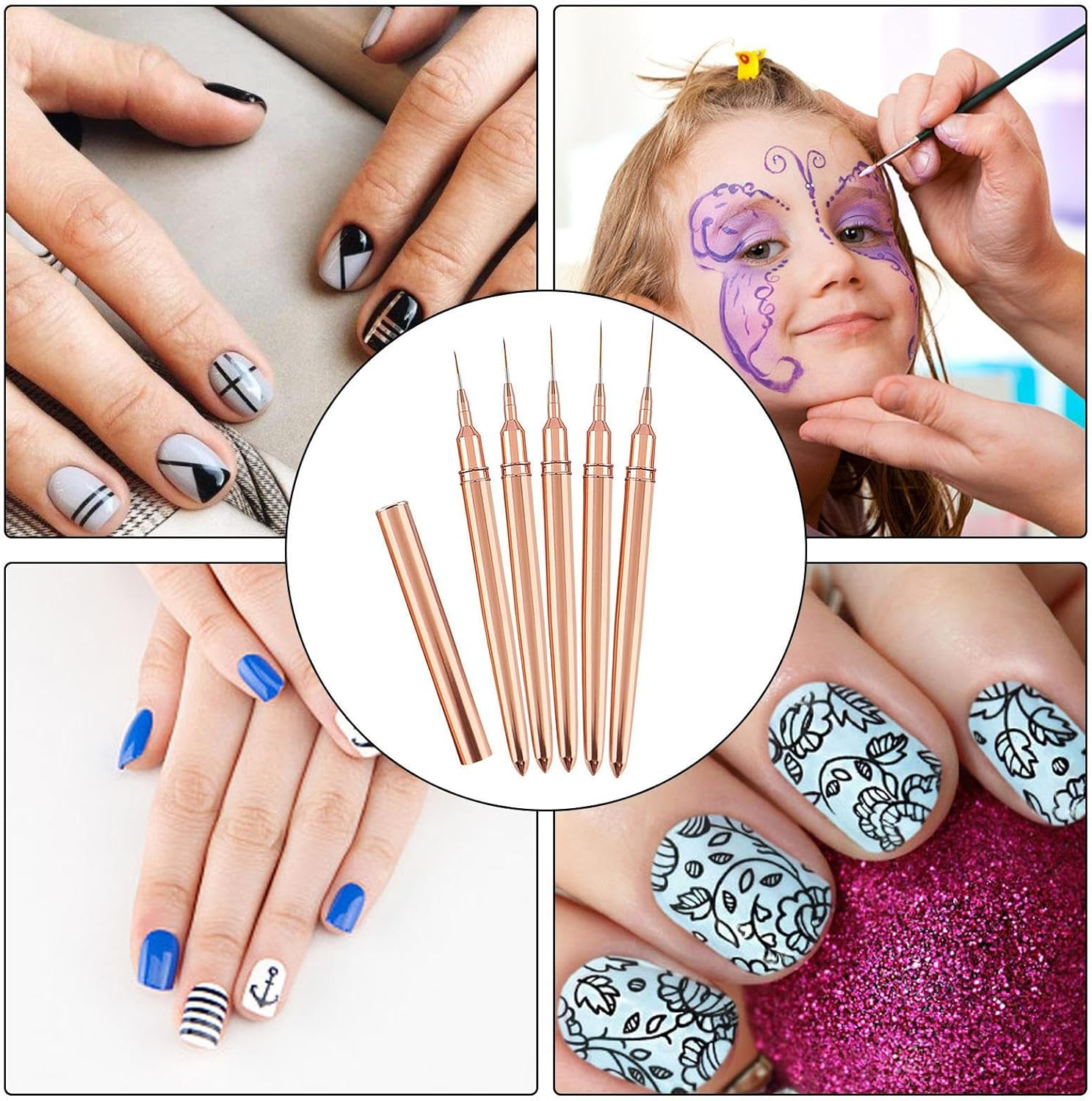 Liner Brushes | Striping Brushes Nail Drawing Set,5/8/13/20/25Mm Detail Drawing Brush, Painting Art Design Set for Long Lines, Professional Nail Puchen image number 3