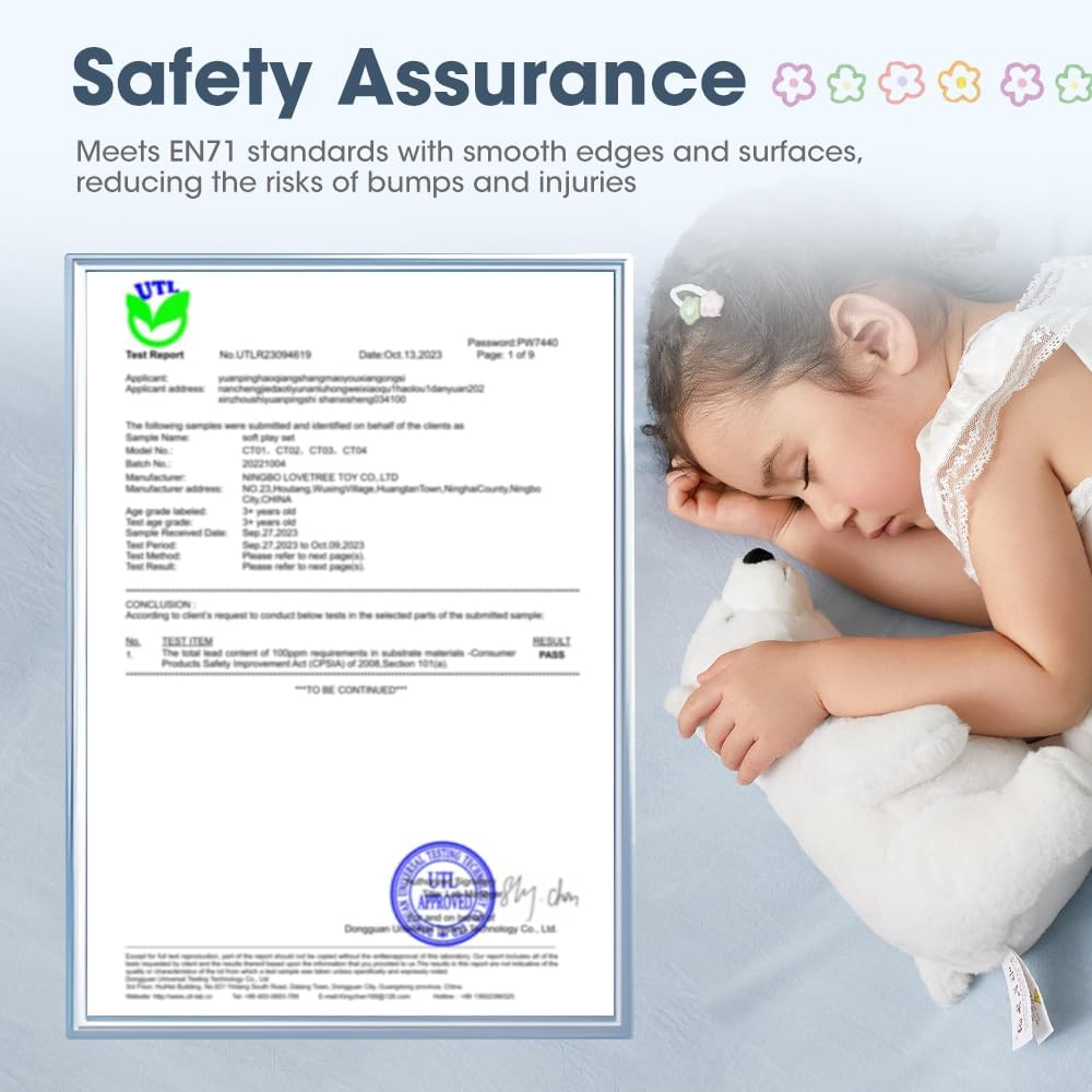 Playpals Soft Play Equipment, 5-Piece Crawl & Climb Foam Play Set, Colorful Foam Blocks for Toddler Infant Baby, Indoor Crawling Gym Equipment, Kids Educational Soft Play Set, Blue - Pink image number 5