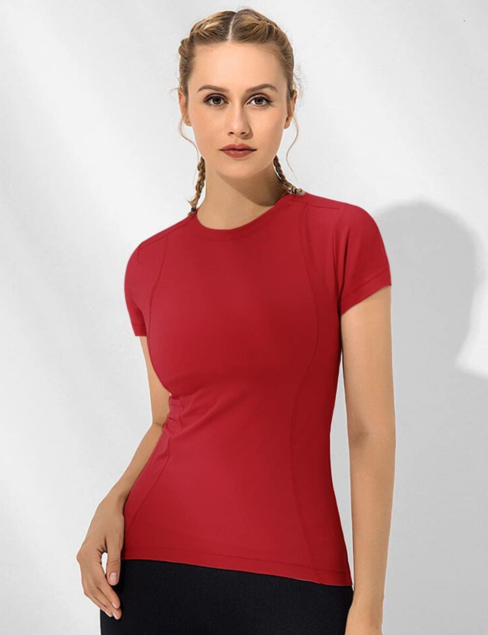 Loovoo Women Workout Shirts 1/2/3 Pack Athletic Compression Tee Dry Fit Yoga Gym Basic Tops image number 1