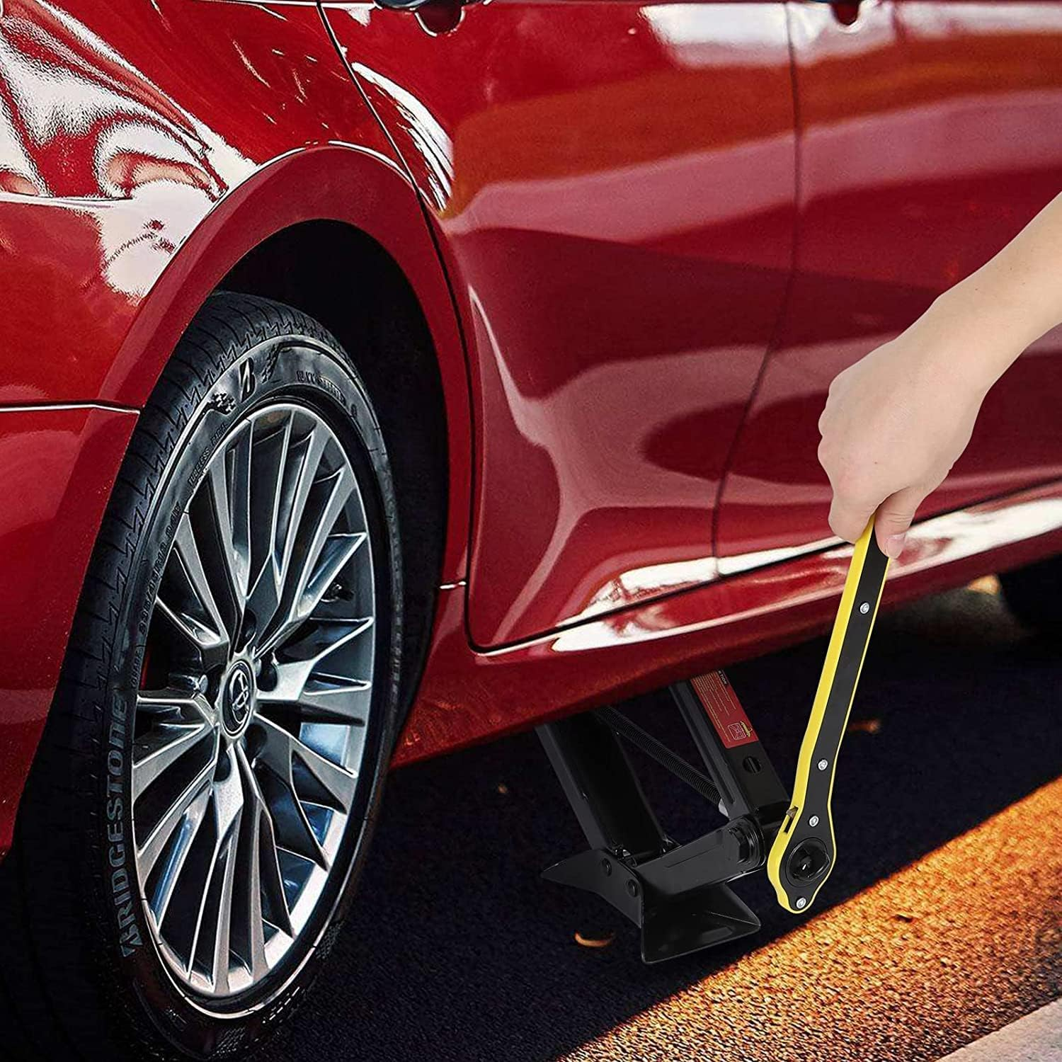 Universal Automotive 360&deg; Swivel Labor-Saving Jack Ratchet Wrench, Scissor Jack Lift Speed Handle Tool Jack Lug Handle Tool Tire Wheel Jack Wrench for Travel/Truck/Suv (2 PCS) - 1-B-Pcs image number 7