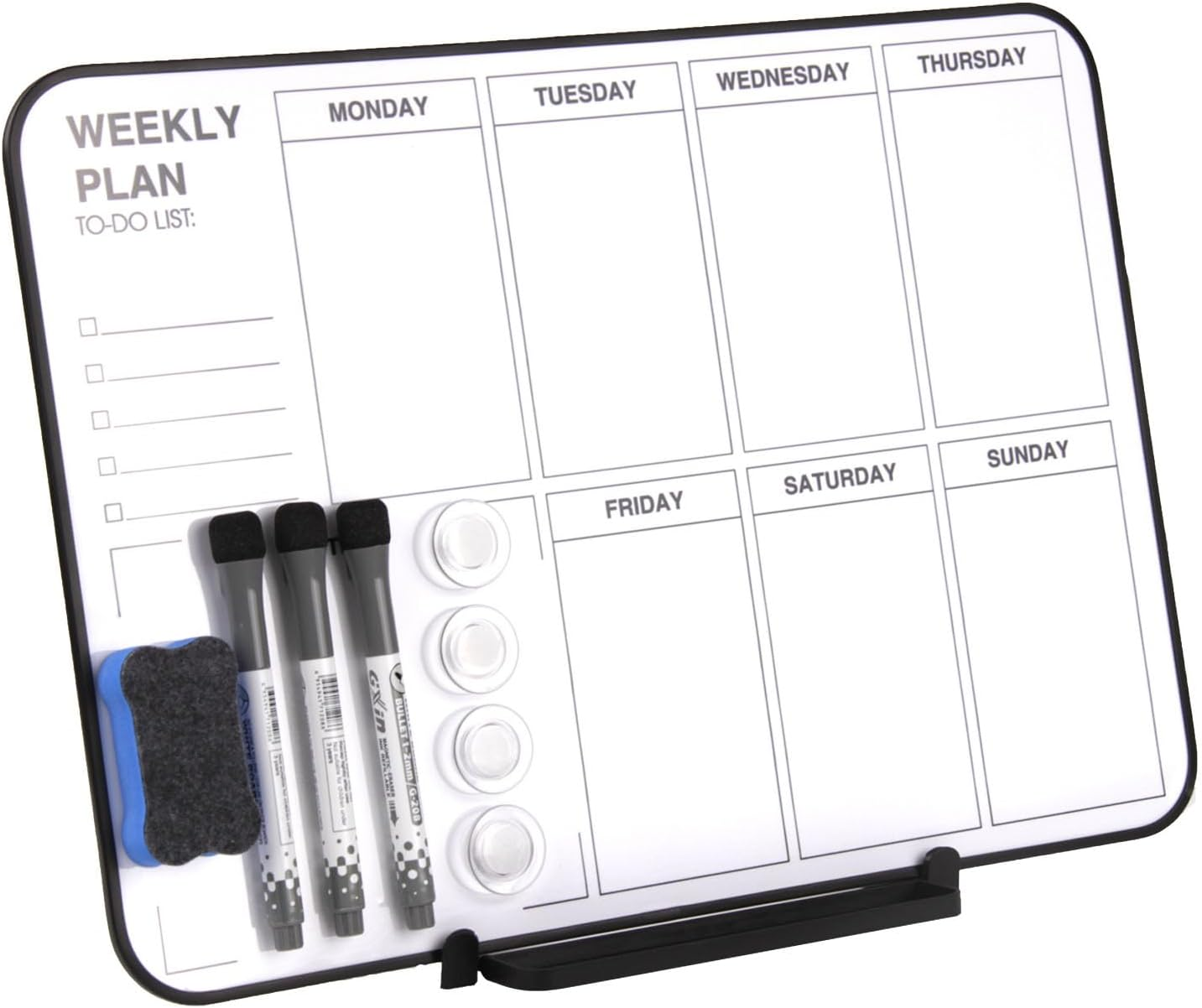 Double Sided Weekly Dry Erase Board with Stand - 16"X12" Double-Sided Magnetic Whiteboard Dry Erase Calendar with Stand for and Desktop, Portable Calendar Whiteboard for Drawing image number 4