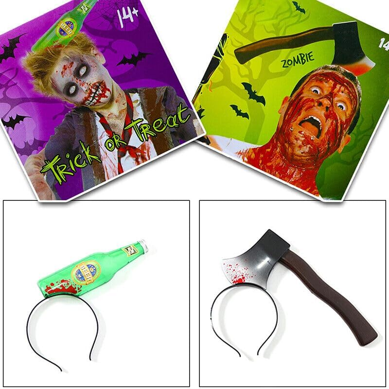 Boolavard Halloween Hair Hoop Horror Blood Fake Ax Saws Knife Gothic Headband Prop Decor image number 1