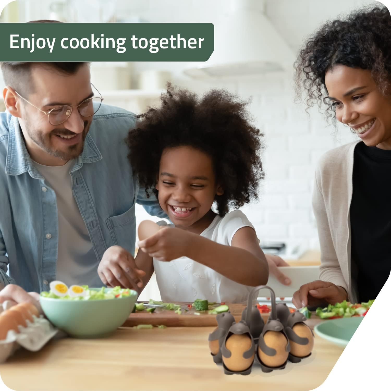 Peleg Design Eggbears 3-In-1 Cook, Store and Serve Egg Holder, Bear-Shaped Boiled Egg Cooker for Making Soft or Hard Boiled Eggs, Holds 6 Eggs for Easy Cooking and Fridge Storage - Bear - Brown image number 3