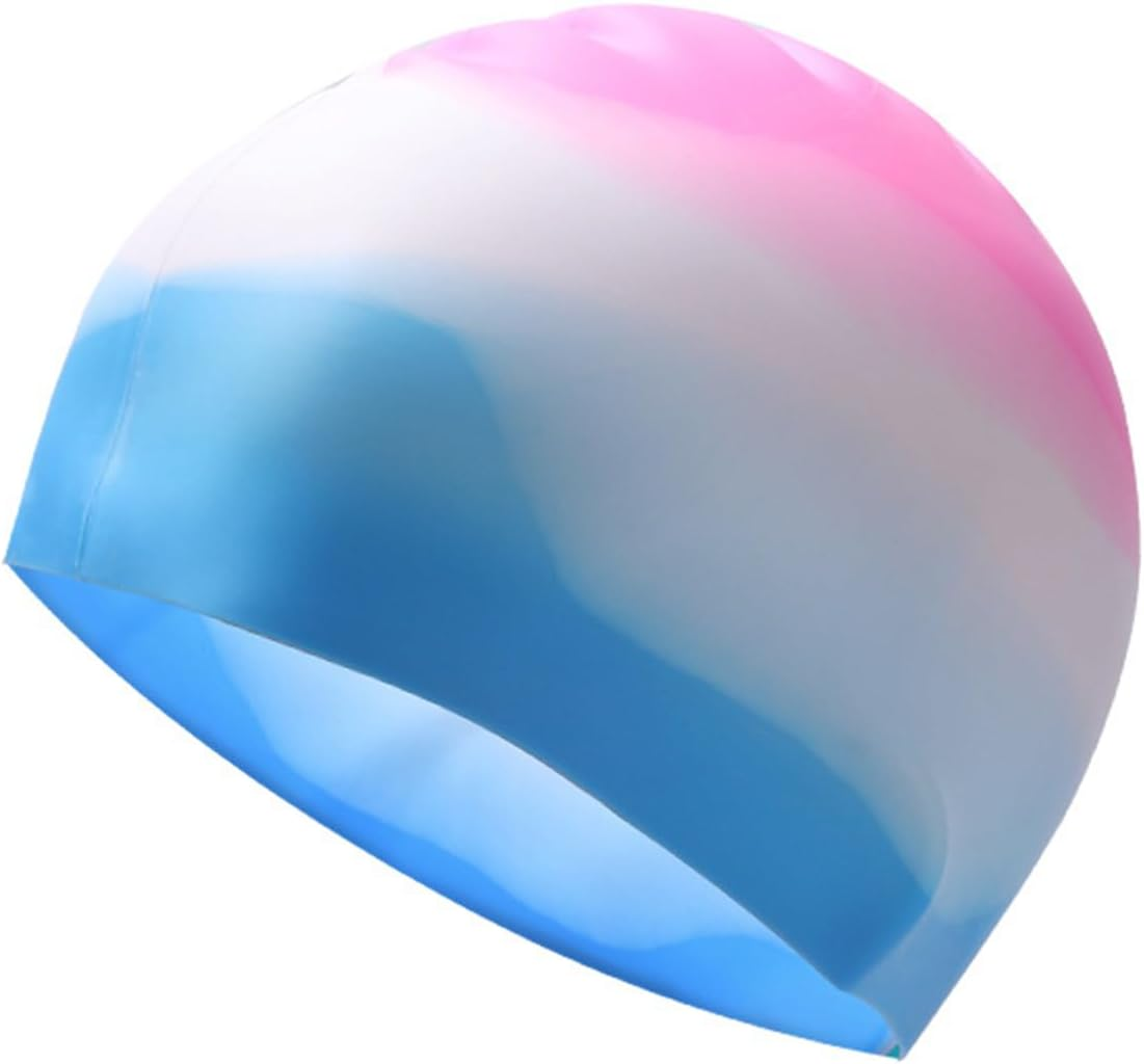 LERTREE 2 Pcs Silicone Swimming Cap for Adults Unisex Flexible Swim Hats Bright Colour Swimming Cap for Men and Women Beach Pool Wear image number 1