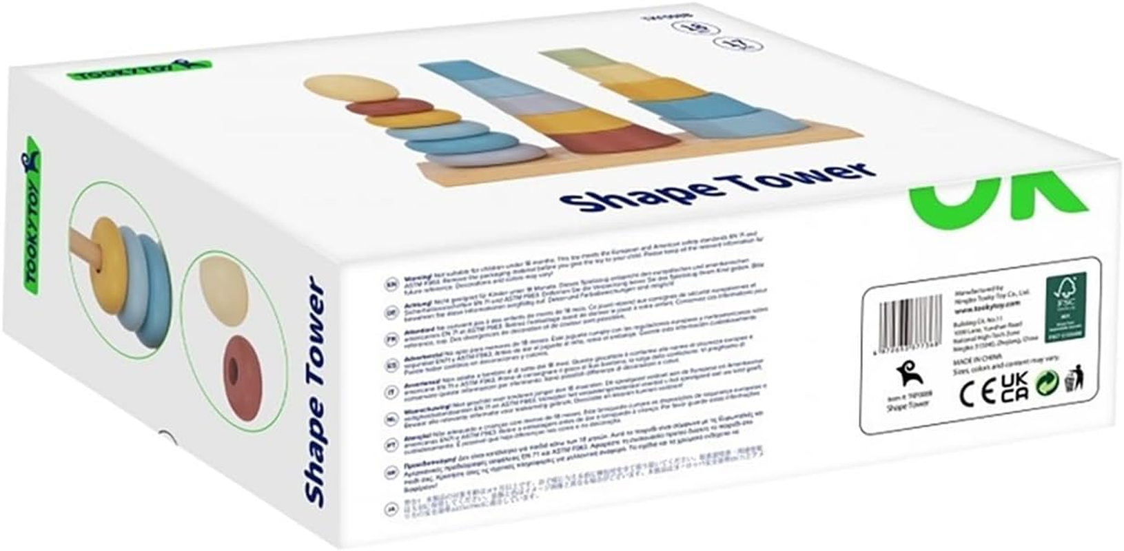 Tooky Toy TKF008B My Forest Friends Shape Tower: Quality Wooden Shape Sorter for Ages 18 Months+ image number 5