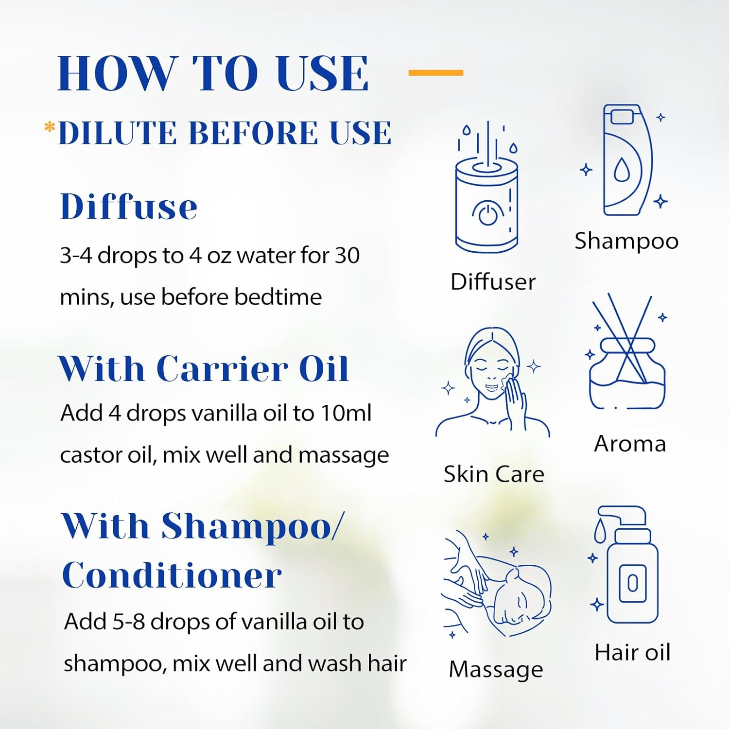 HIQILI Vanilla Essential Oil-Strong Fragrance and Lasting for Diffuser,Body Bath,Candle Making -3.38 Fl Oz