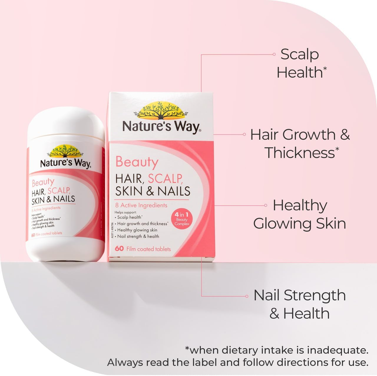 Nature'S Way Hair, Scalp, Skin and Nails Film Coated 60 Tablets image number 2