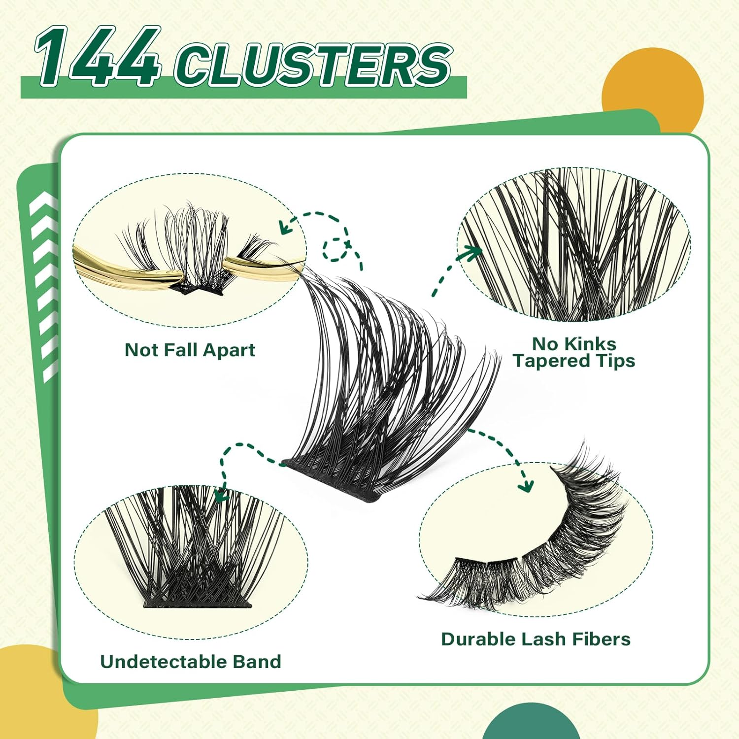 DIY Lash Extension Kit KEYYOU 144Pcs Lash Clusters Eyelash Extension Kit with Mascara Brush Bond and Seal Lash Glue Remover Lash Applicators Lash Brush Clean Pad for DIY Lash Extensions (Y03 Kit) image number 1