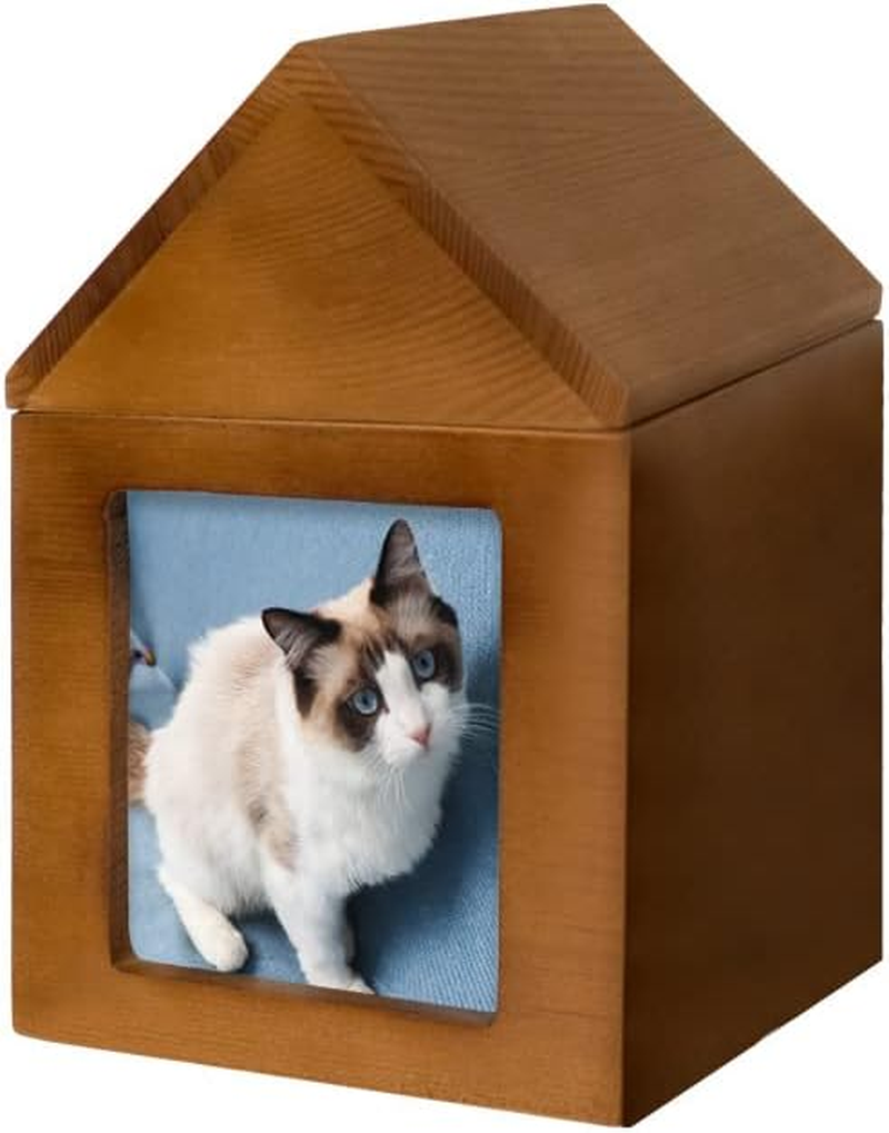 Pet Urns for Dog or Cat Ashes, Wooden Pet Cremation Urns with Photo Frame, Pet Memorial Keepsake Cat or Dog Memory Box,S