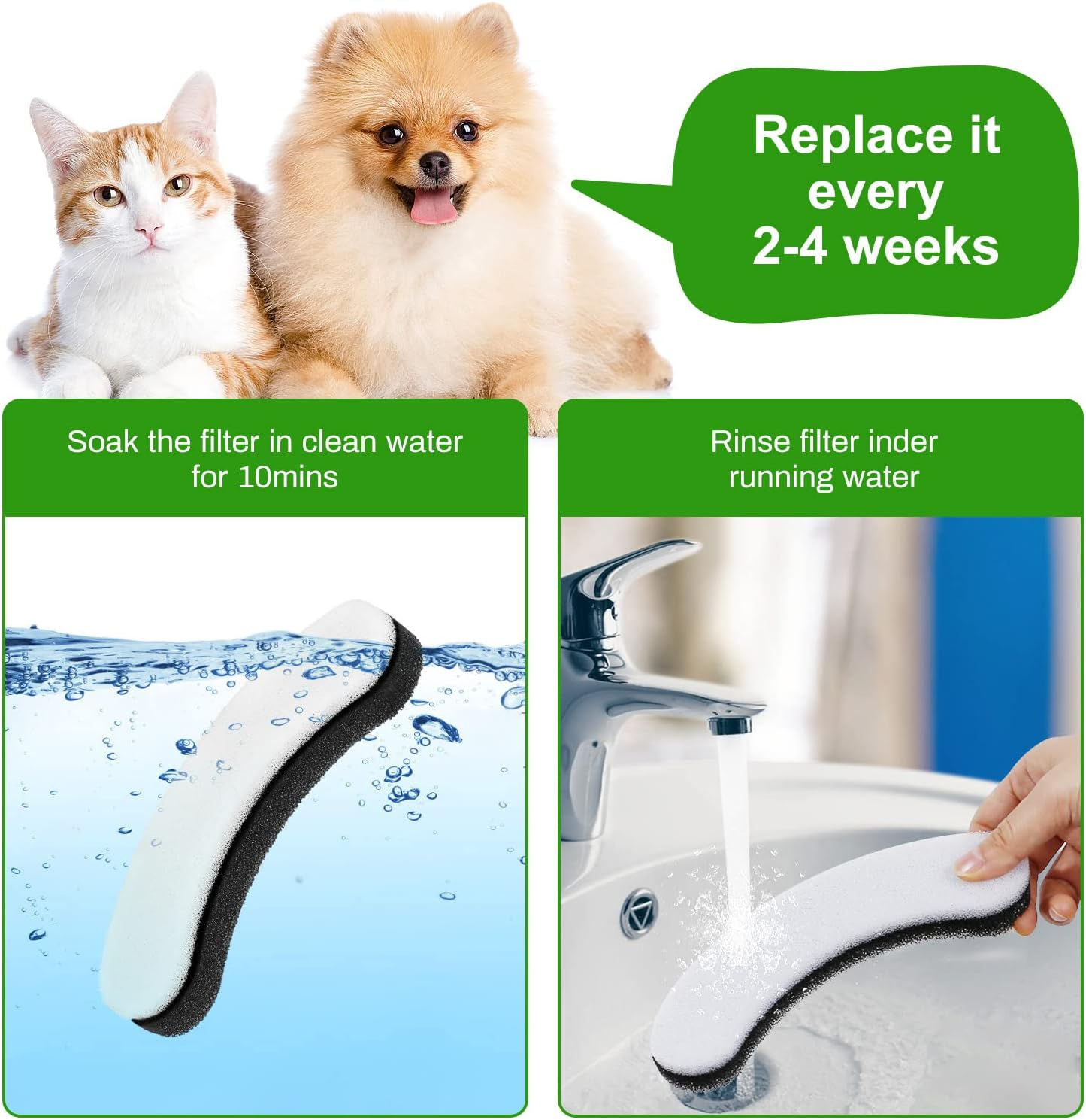 8 Pack Replacement Filters for DF10 & DF30 Automatic Pet Water Dispenser, BFLICROY Dog Water Filter Replacement, Carbon Cat Water Fountain Filters, Triple Filtration Pet Fountain Filters image number 1