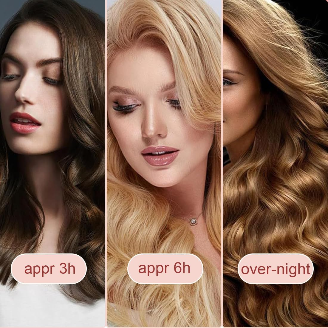 ZEPIQOR Heat Free Curl, 3 Pieces Heatless Curls, Heat Free Curl, Heat Free Curl, Heat Free Curls Hair Roller, Heatless Curls for Alle Haartypen(Pink) image number 4