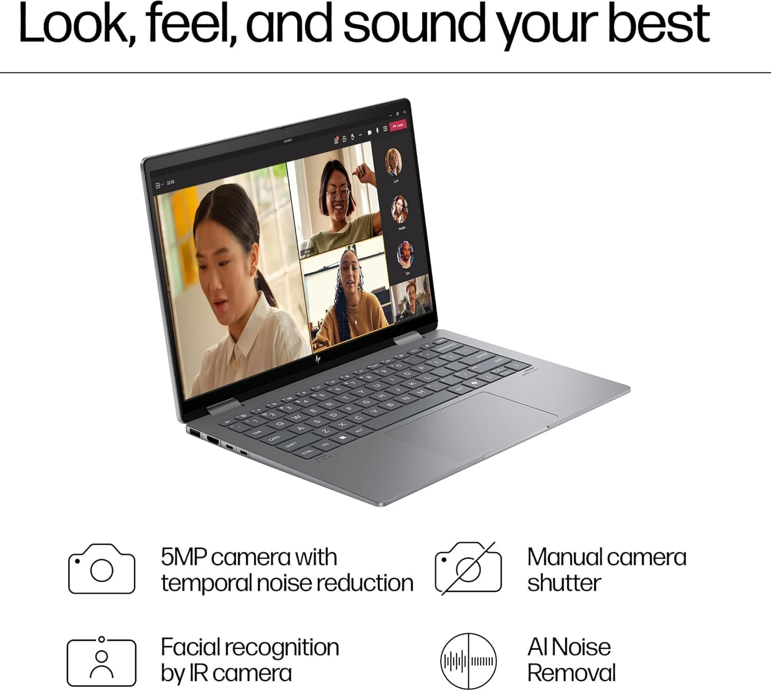 HP Envy X360 2-In-1 Laptop 16', 2K Touch Display, Built-In AI, Intel Core Ultra 7 155U Processor, 16GB RAM, 512GB SSD, Intel Graphics, Windows 11, Convertible, Long Battery Life, Silver, 9V361PA image number 4