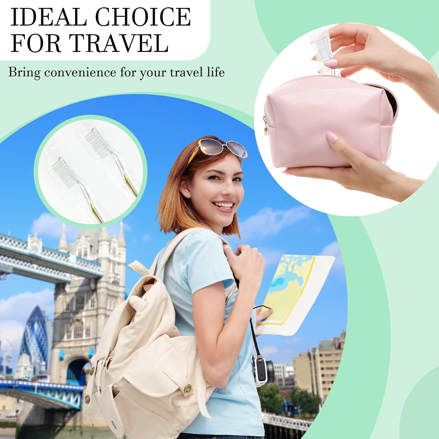 Remerry 100 Pack Individually Wrapped Disposable Toothbrushes Bulk Travel Toothbrushes Manual Disposable Tooth Brush Soft Bristle Tooth Brush for Adults Hotel Guest Camping Travel, 2 Colors image number 3