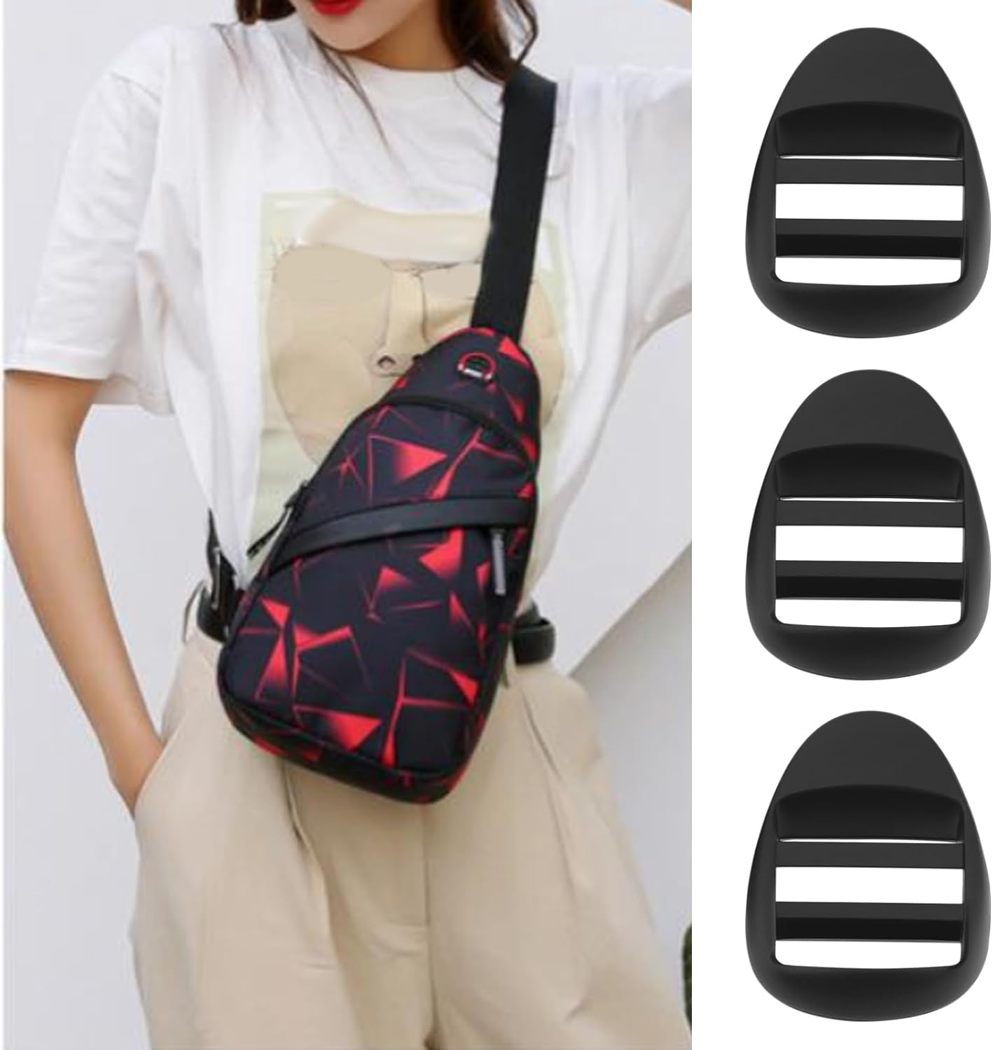 SG Store 10Pcs 1 Inch 25MM Plastic Ladder Slider Adjustable Lock Buckles Tri-Glide Slide Clips for Backpack Strap Belt Replacement and Outdoor Gear Repair image number 3